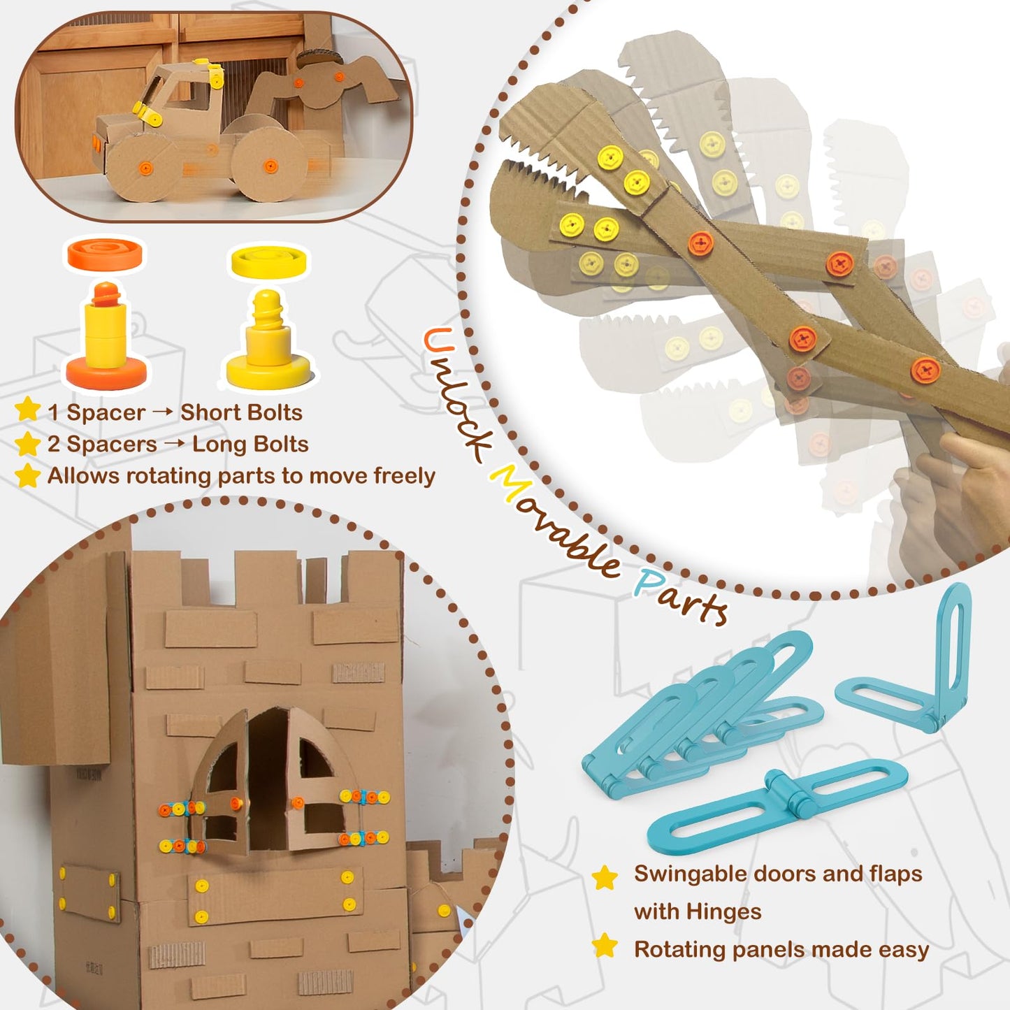 ZLemma Cardboard Construction Kit – 401 Pcs Kids STEM Building Set with Safe Serrated Cutter