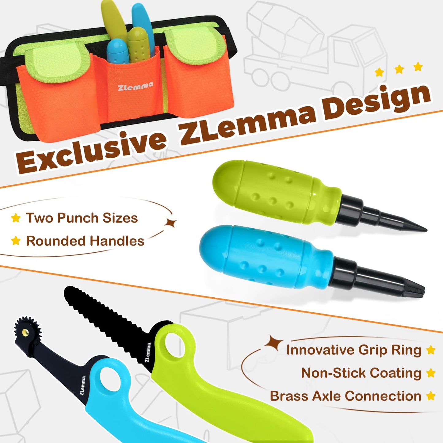 ZLemma Kids Cardboard Construction Tool Set with Electric Drill & Tool Belt – 258PCS STEM Building Kit