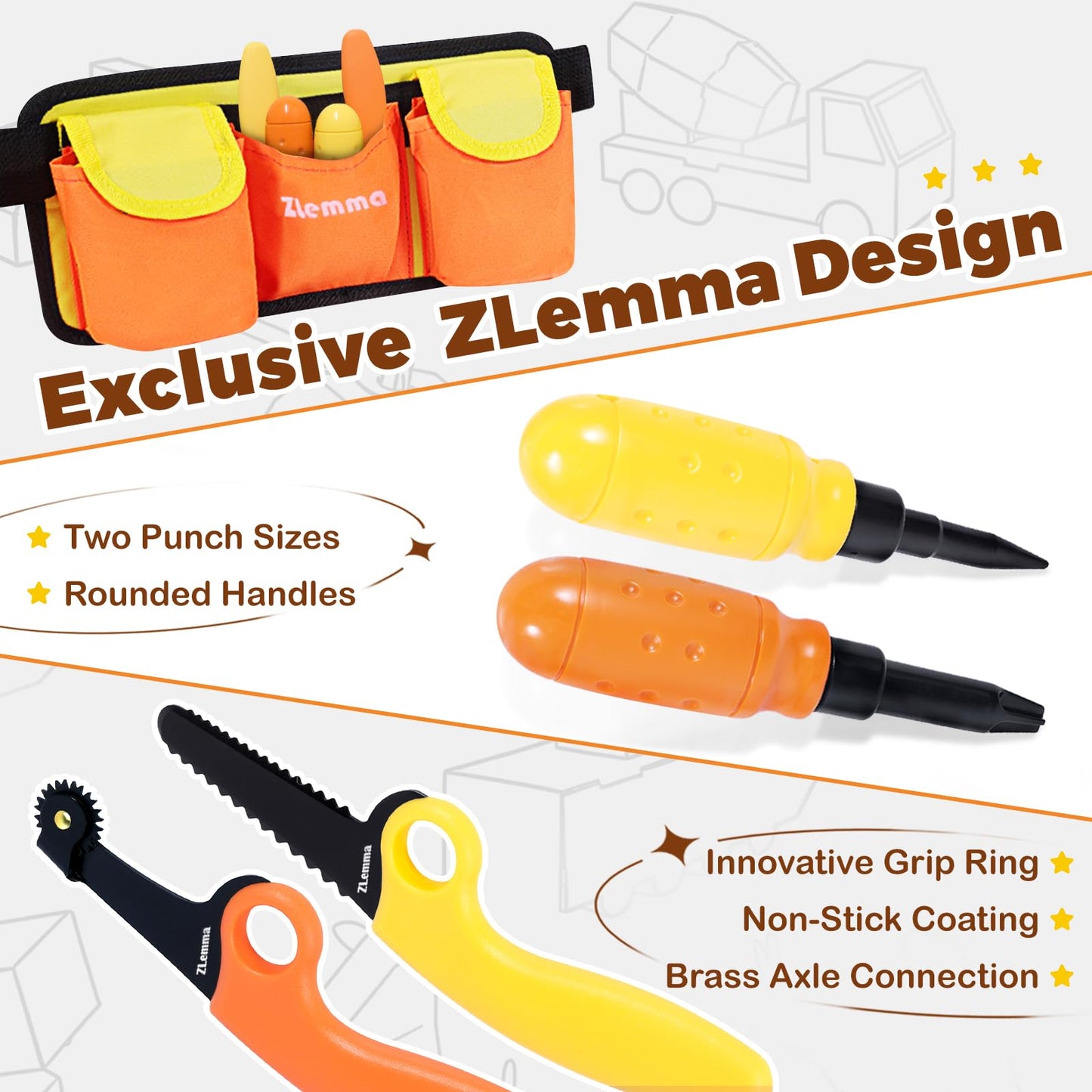 ZLemma Kids Cardboard Construction Tool Set with Drill & Tool Belt – 258PCS STEM Kit