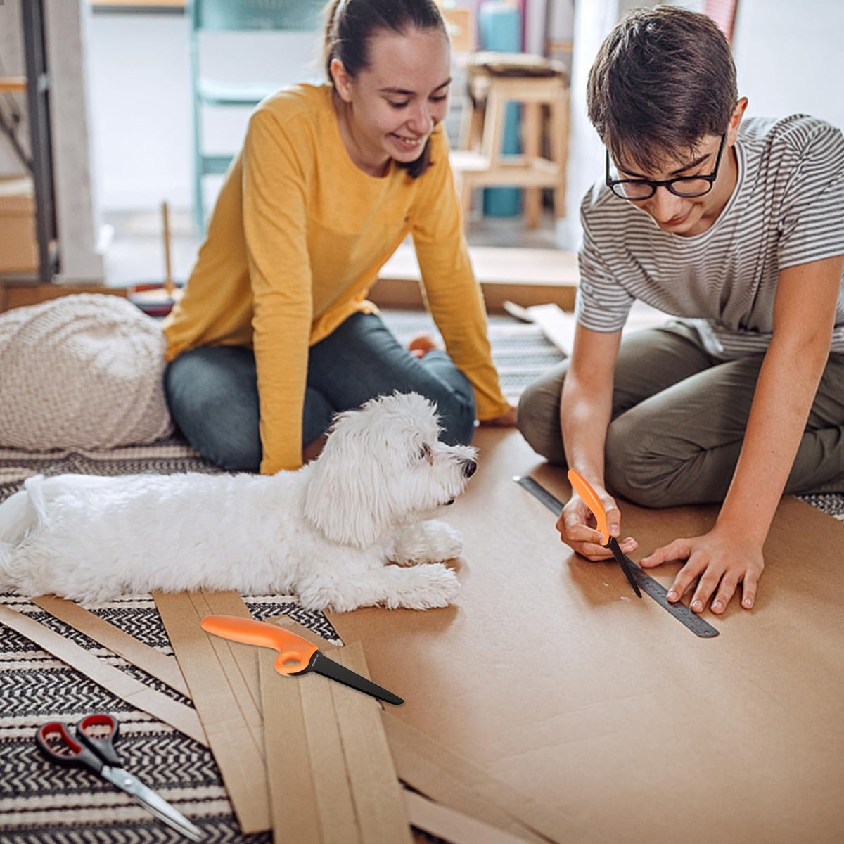 ZLemma Kids Cardboard Construction Tool Kit 2-Piece Set | Safe Cardboard Saw for STEM/STEAM Play