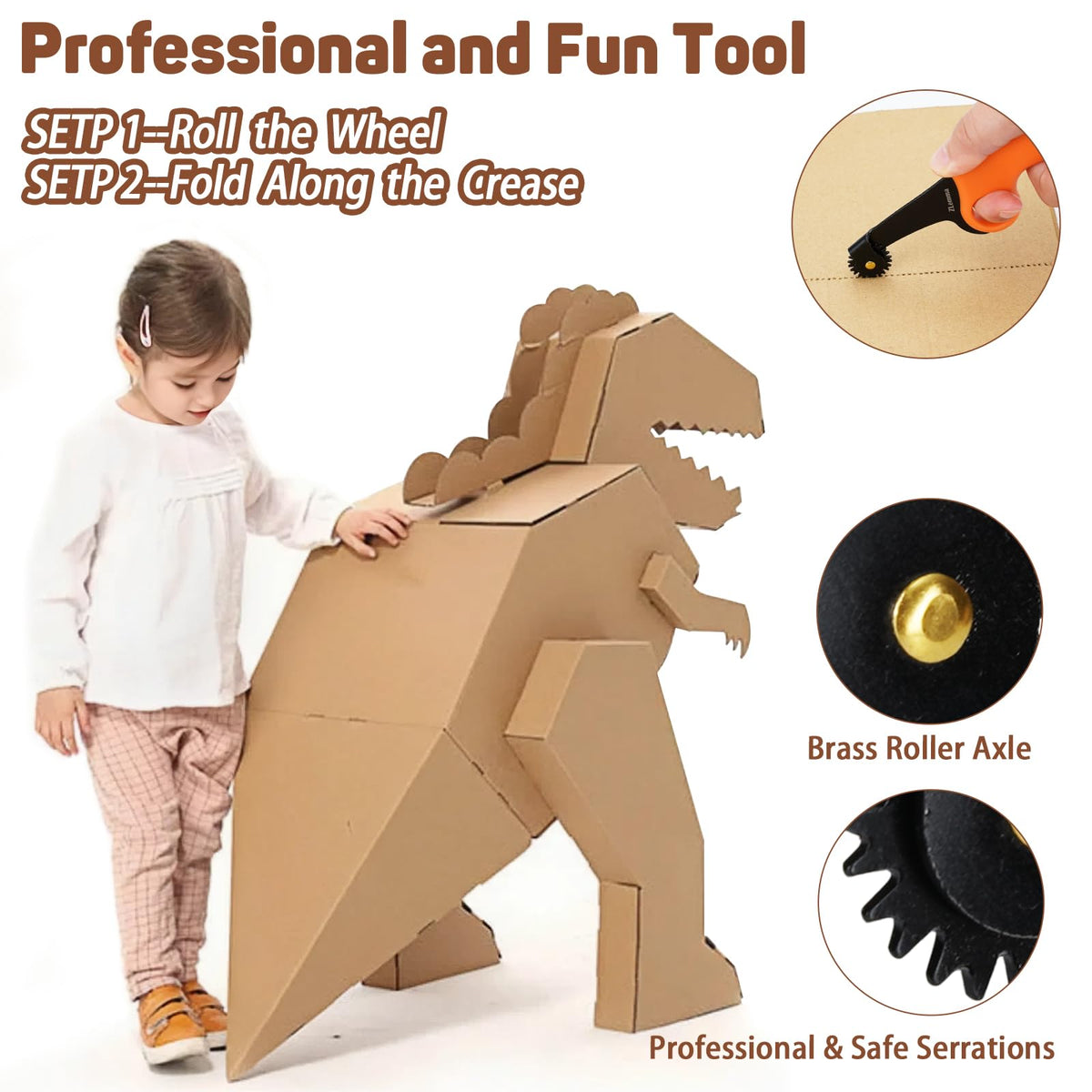 ZLemma Kids Cardboard Construction Tool Kit – Safe Cardboard Saw & Scoring Wheel Set