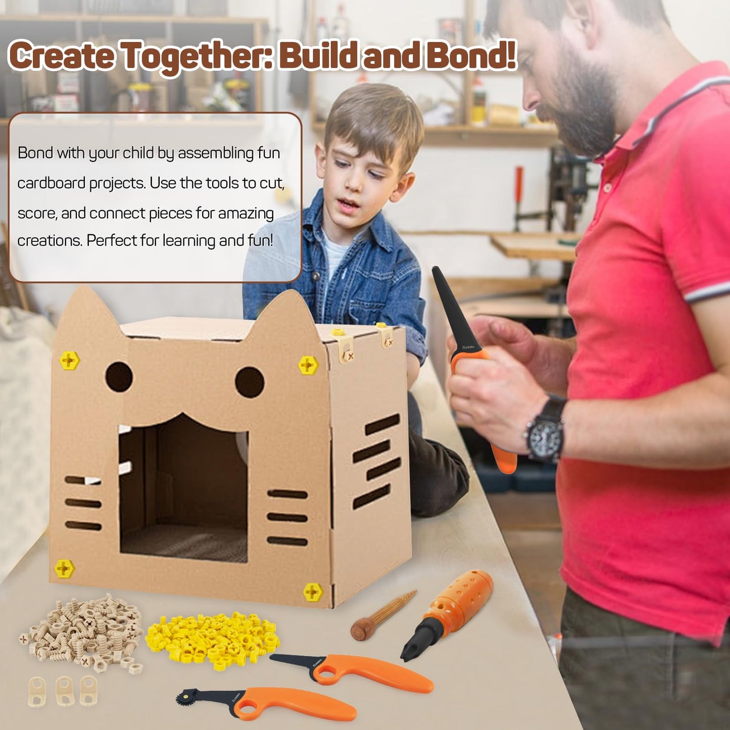 ZLemma Cardboard Construction Tools Kit 966-Pieces – Creative Project Set for Home & Classroom