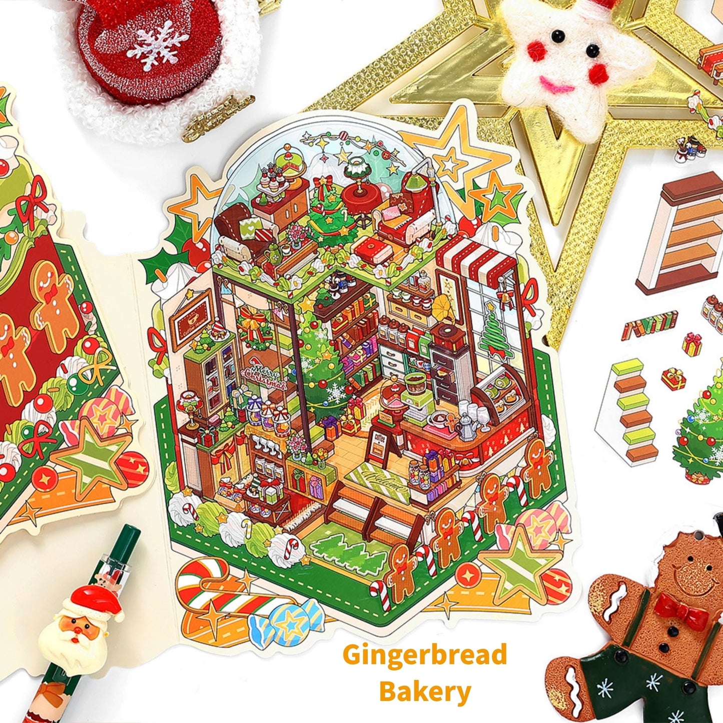 Zlineviy 3D Sticker Scene — Christmas Theme 4 Sets for Kids & Adults