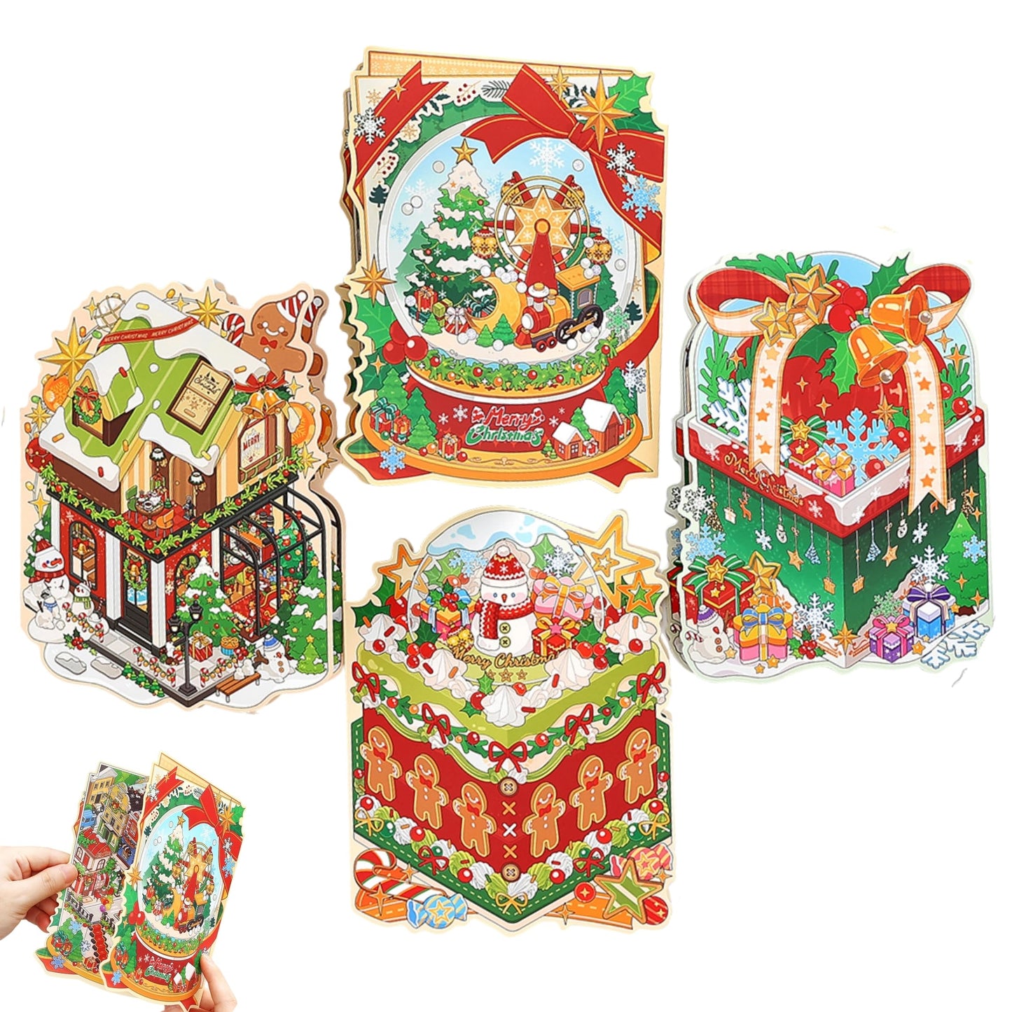 Zlineviy 3D Sticker Scene — Christmas Theme 4 Sets for Kids & Adults