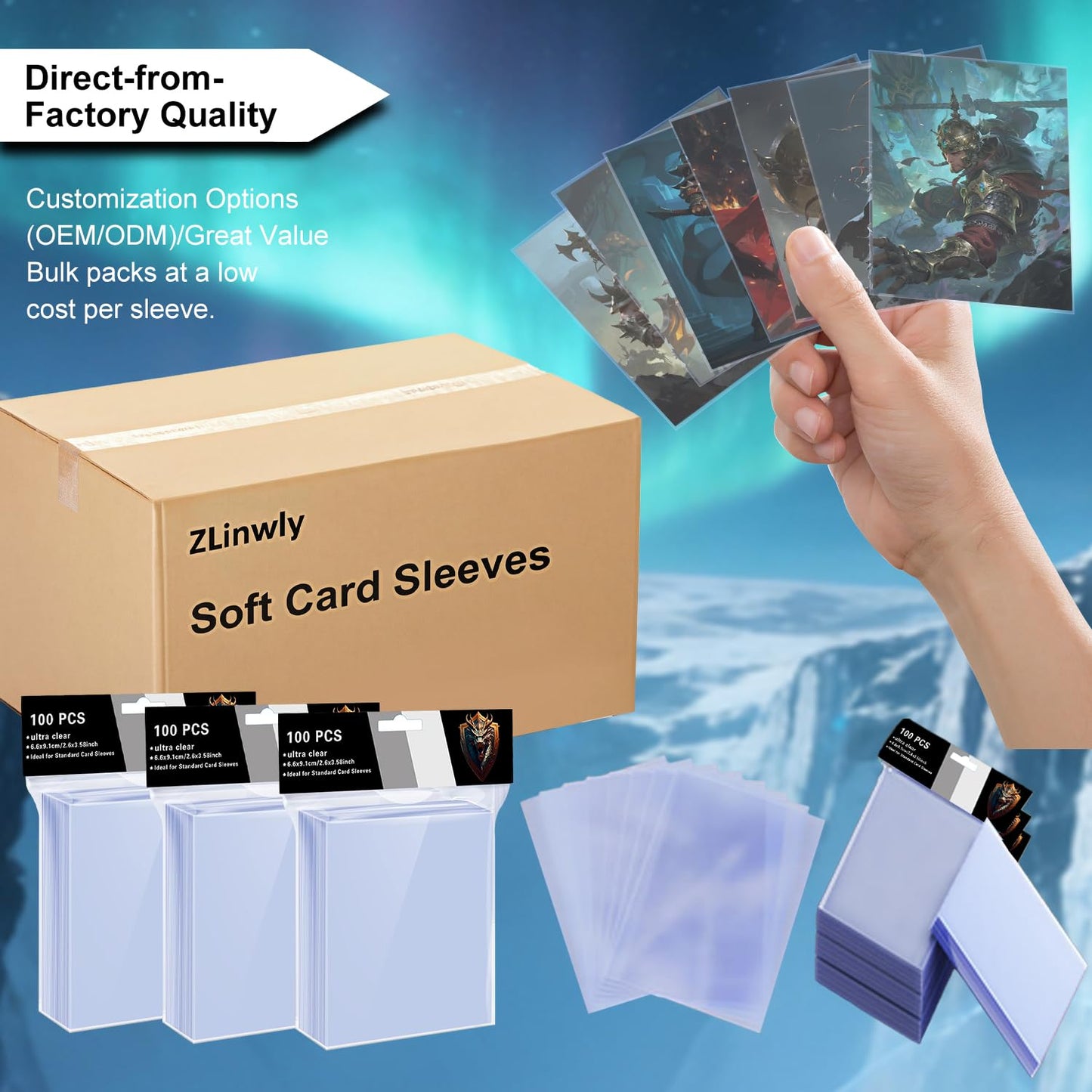 ZLinwly 500-Count Card Sleeves | Clear Penny Sleeves for MTG, TCG & Sports Cards
