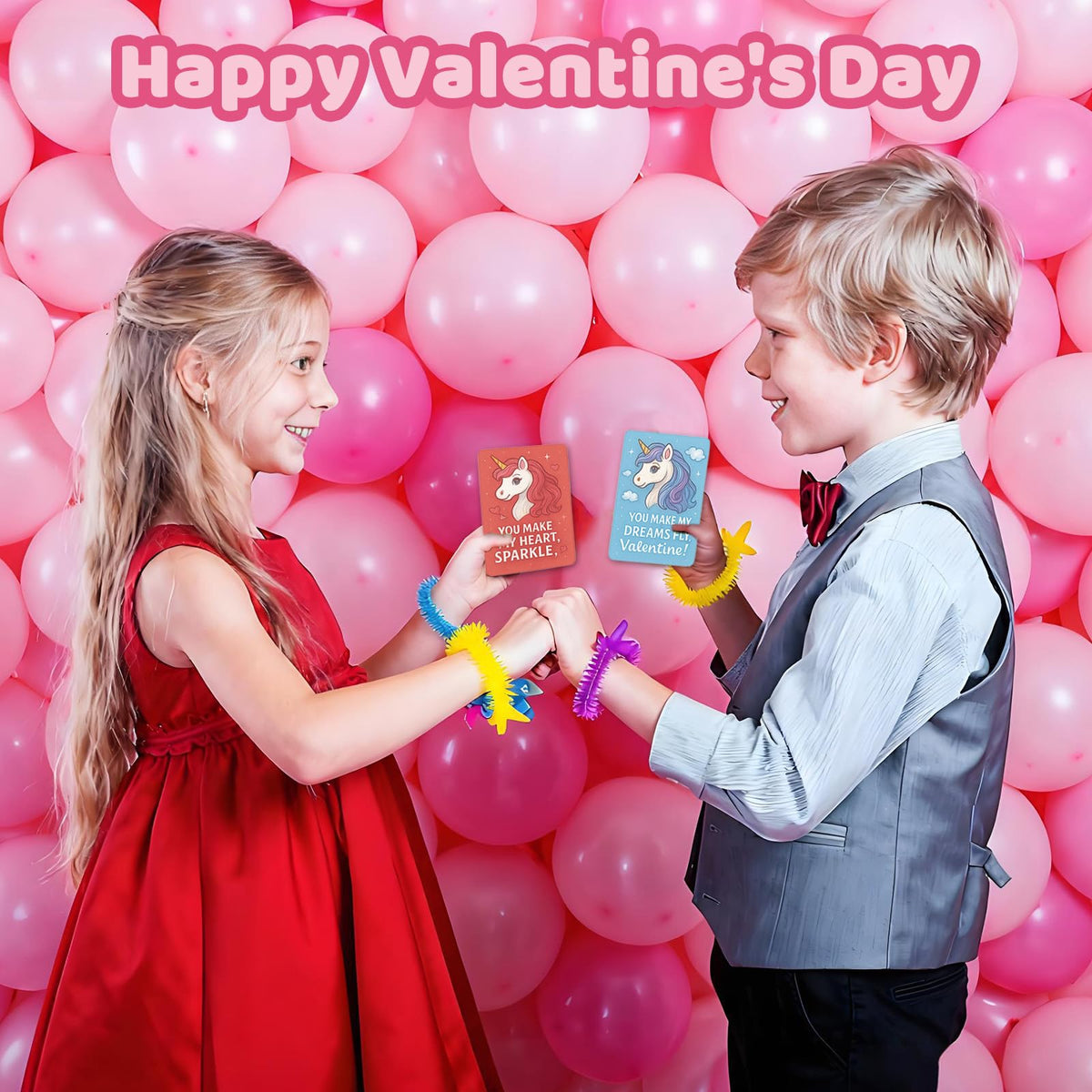 ZLQWE 36Pcs Unicorn Valentine Gift Cards & Sensory Stretch Toys