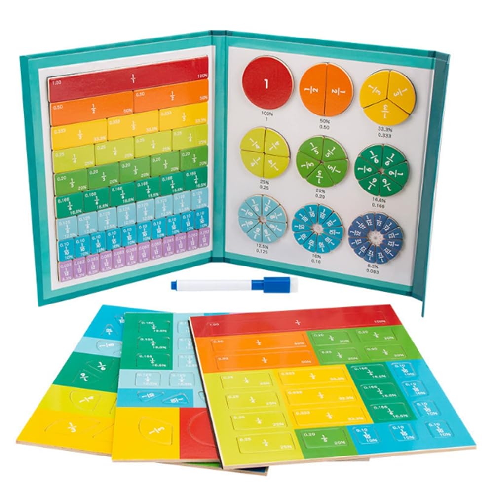 ZLverdeza Magnetic Fraction Demonstration Book for Kids – Style-A Math Manipulatives