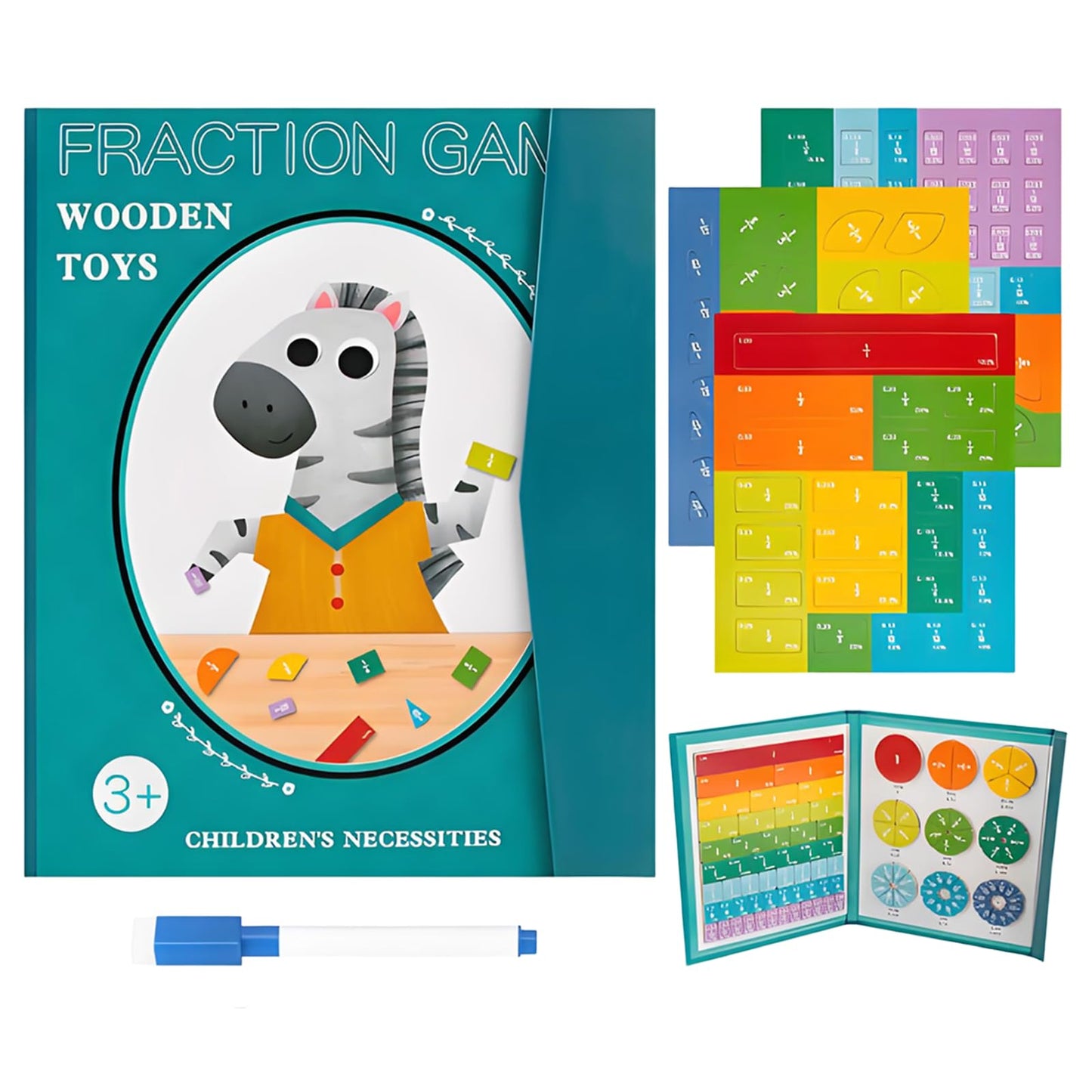 ZLverdeza Magnetic Fraction Demonstration Book for Kids – Style-A Math Manipulatives