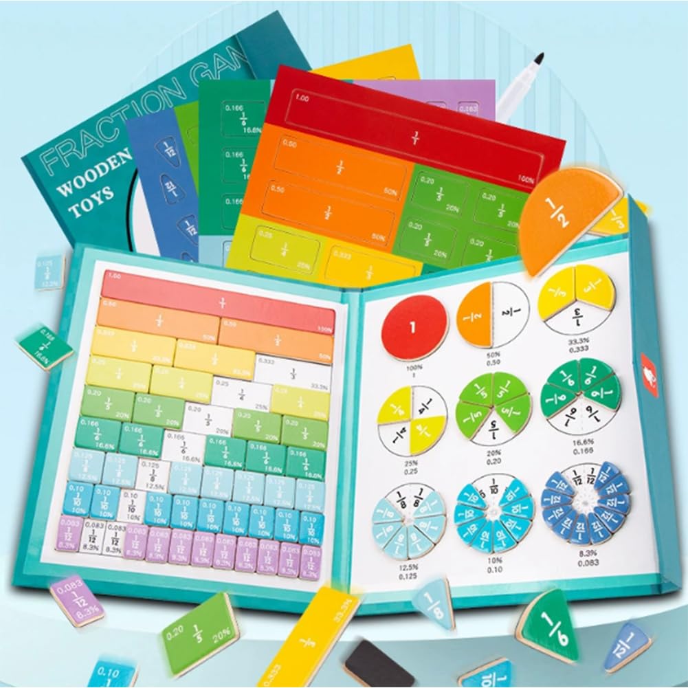 ZLverdeza Magnetic Fraction Demonstration Book for Kids – Style-A Math Manipulatives
