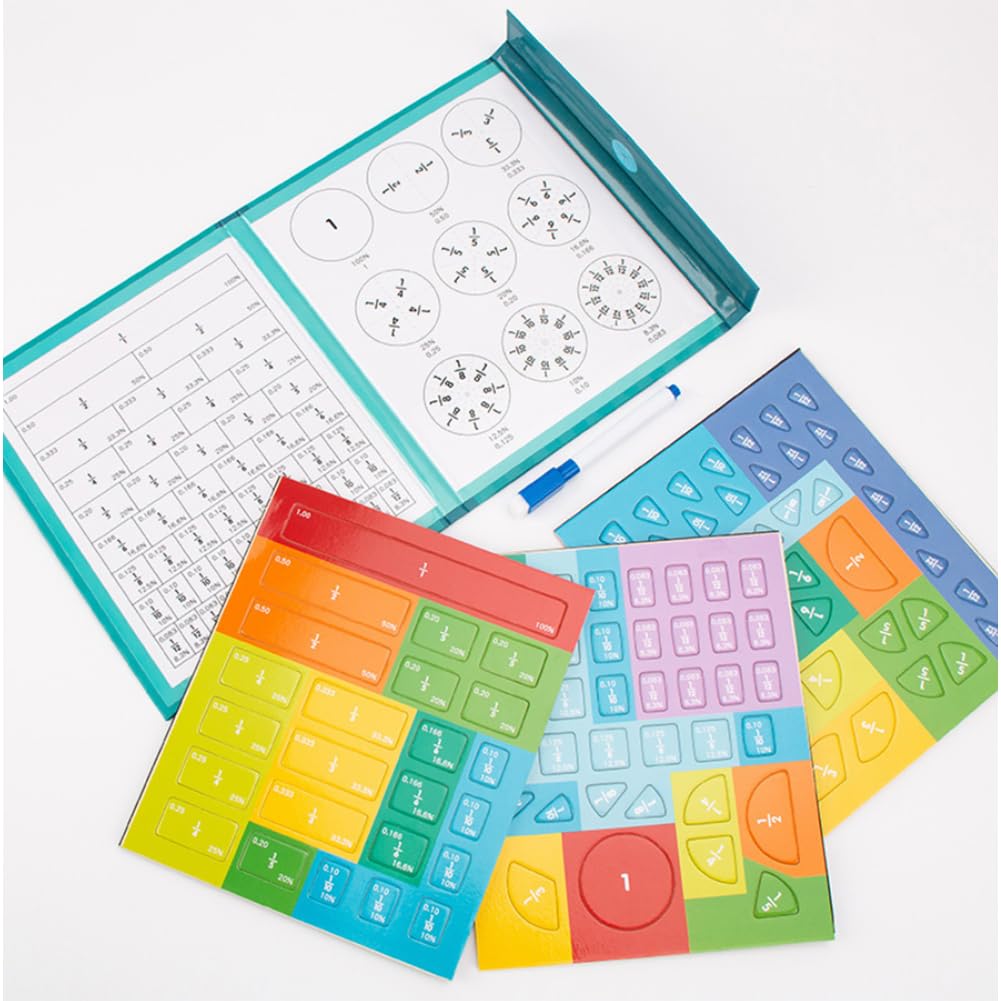 ZLverdeza Magnetic Fraction Demonstration Book for Kids – Style-A Math Manipulatives