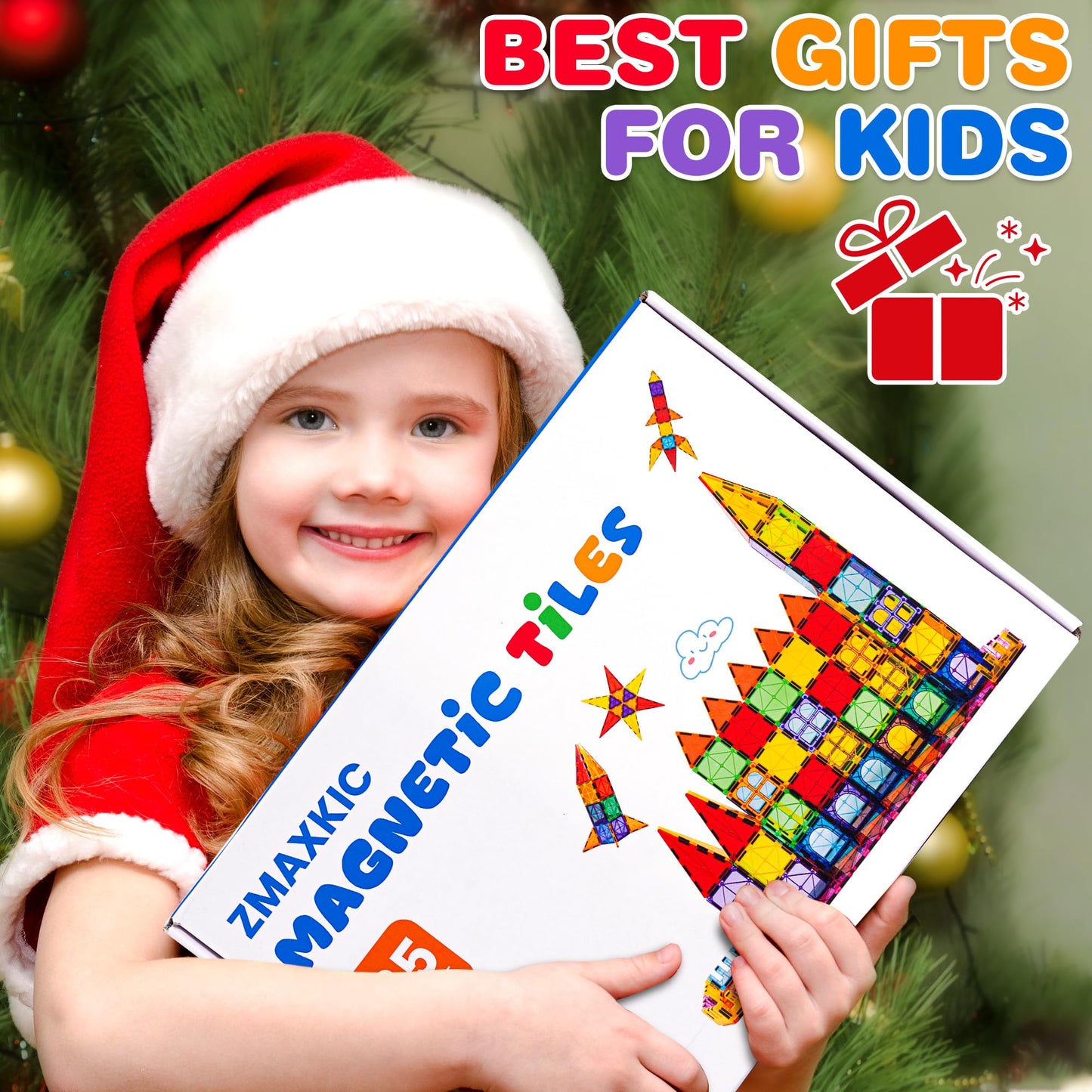 ZMAXKIC Magnetic Tiles - 135Pcs with 2 Cars | STEM Building Toy for Kids