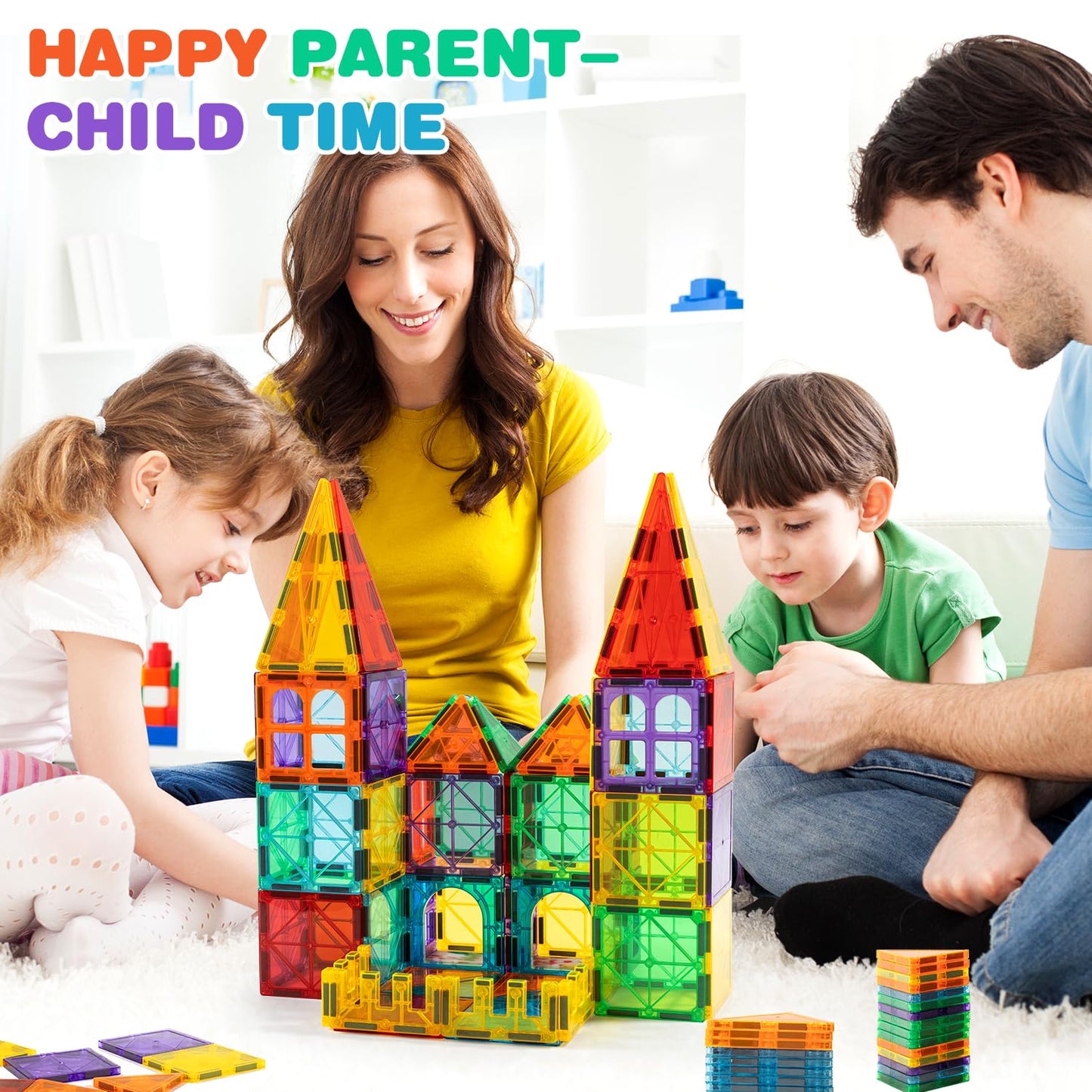 ZMAXKIC Magnetic Tiles - 135Pcs with 2 Cars | STEM Building Toy for Kids