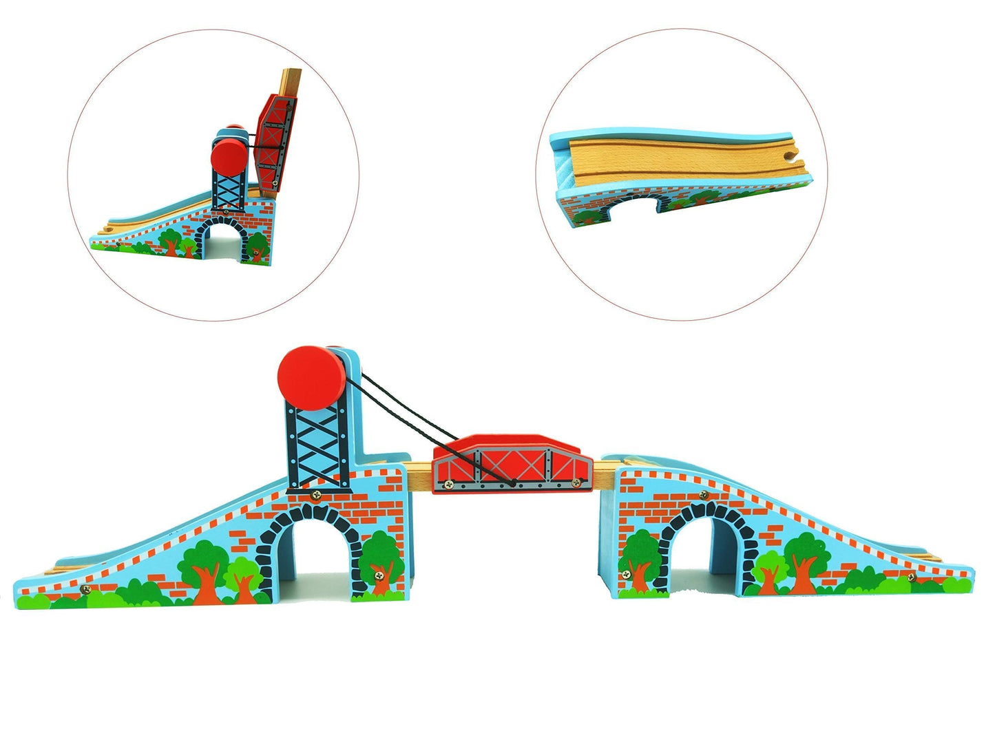 Z MAYABBO Wooden Train Tracks Lifting Bridge – Universal Fit for All Major Rail Sets