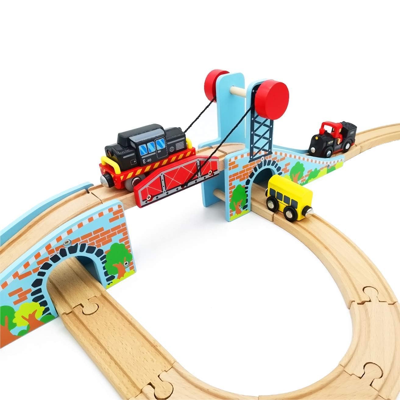 Z MAYABBO Wooden Train Tracks Lifting Bridge – Universal Fit for All Major Rail Sets