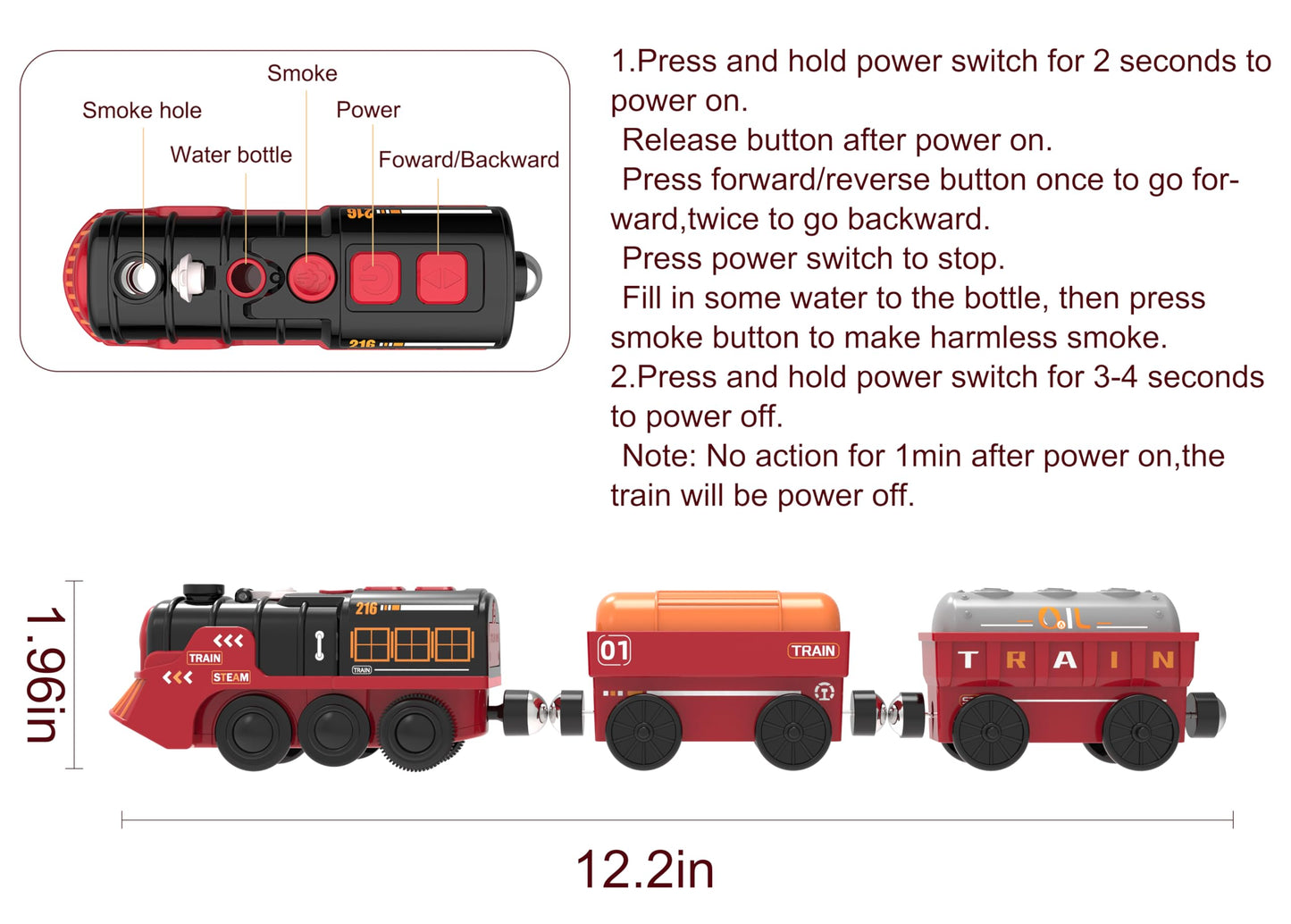 Z MAYABBO Toy Train Set — Electric Steam Locomotive with Lights, Smoke, and Brio/Thomas Compatibility
