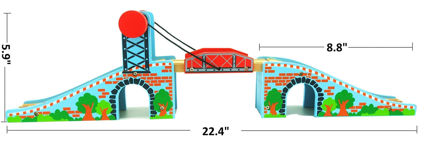 Z MAYABBO Wooden Train Tracks Lifting Bridge – Universal Fit for All Major Rail Sets