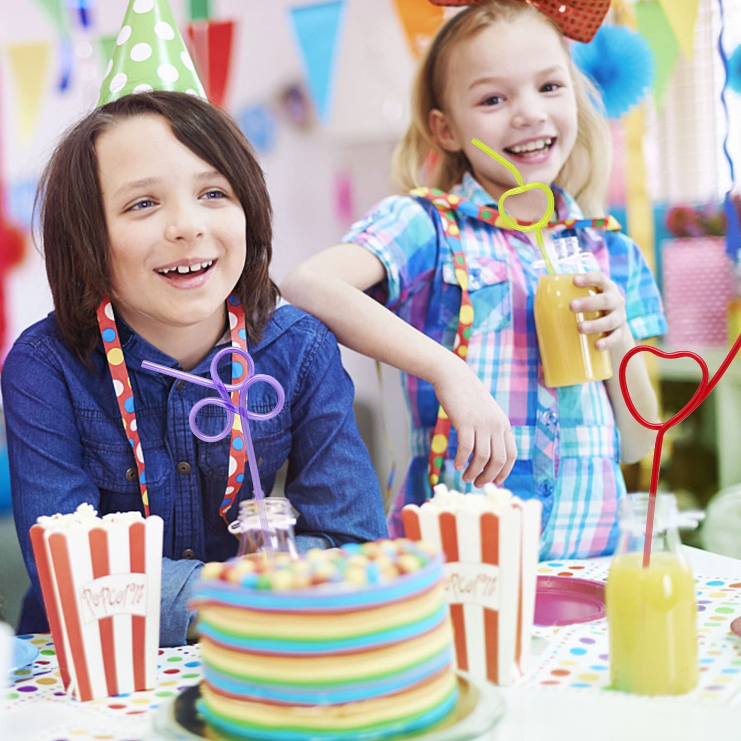 ZMCINER 32-Pack Valentines Day Cards for Kids with Crazy Straws – Classroom Exchange & Party Favors