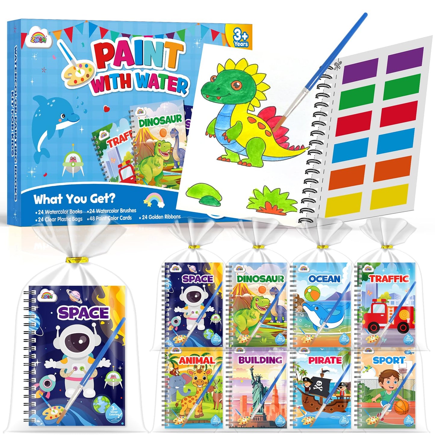 ZMLM 24 Water Coloring Books for Kids – Bulk Mini Coloring Books for Ages 4-8