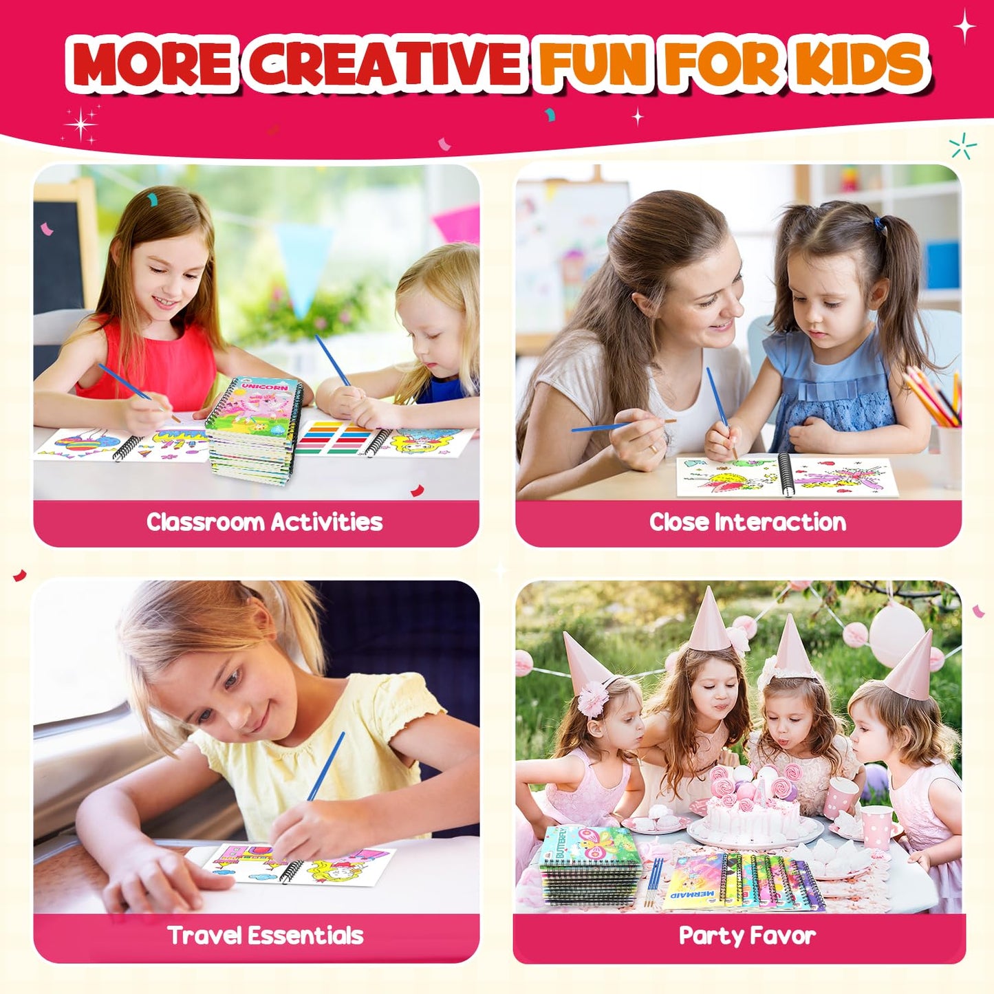 ZMLM 24 Mini Water Coloring Books for Kids - Bulk Party Favors (Ages 4-8)