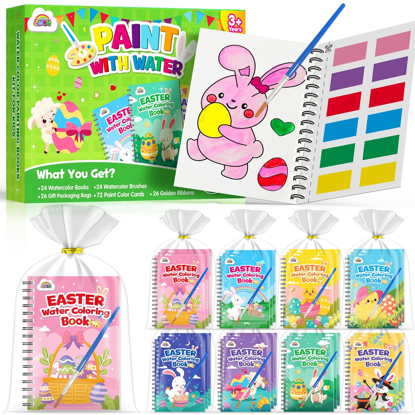 ZMLM Bulk Easter Coloring Books for Kids 4-8 – 24 Mini Watercolor Books