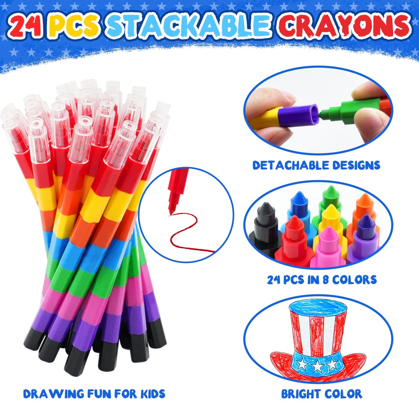 ZMLM 24-Pack 4th of July Coloring Books with Crayons — Bulk Party Favors for Kids 4-8