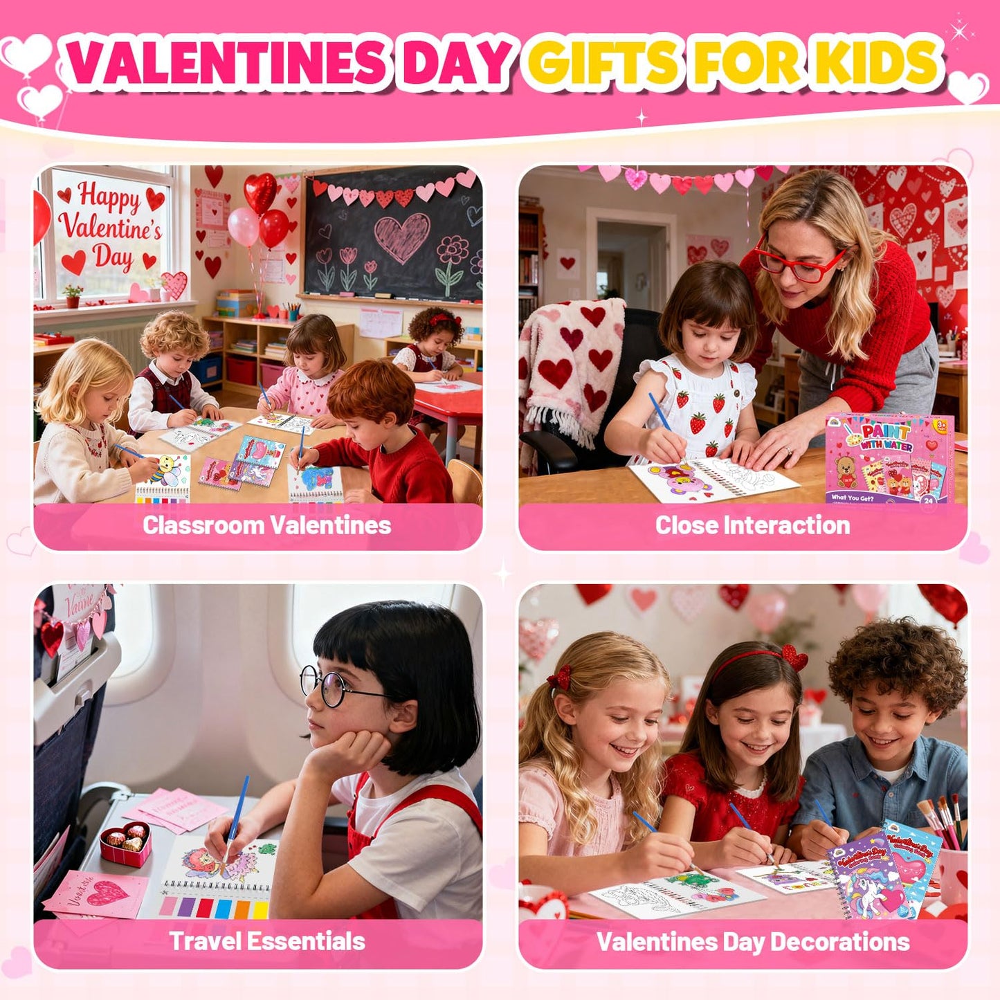 ZMLM 24 Water Coloring Books for Kids Valentines Bulk Set – Mini Coloring Books for Ages 4-8