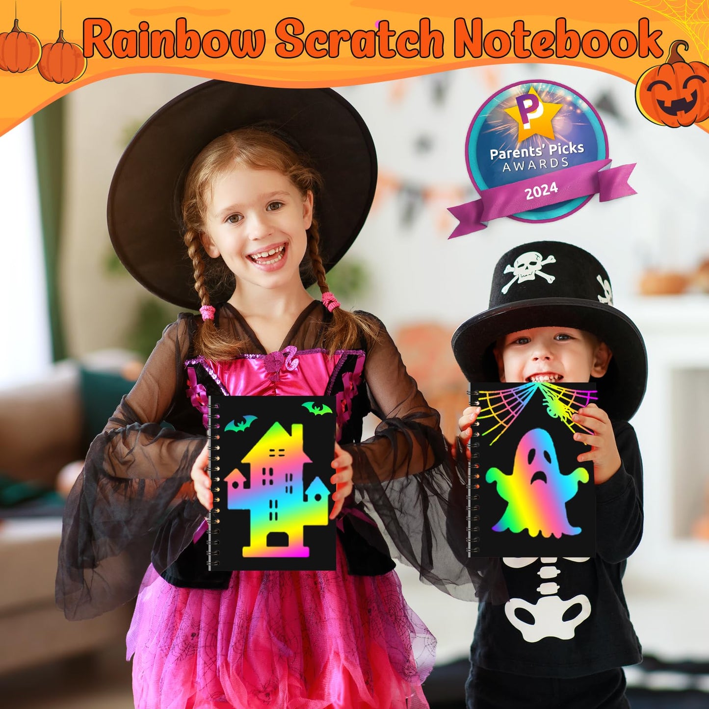 ZMLM Valentines Day Gifts: 24-Pack Scratch Rainbow Art Notebooks for Kids’ Classroom