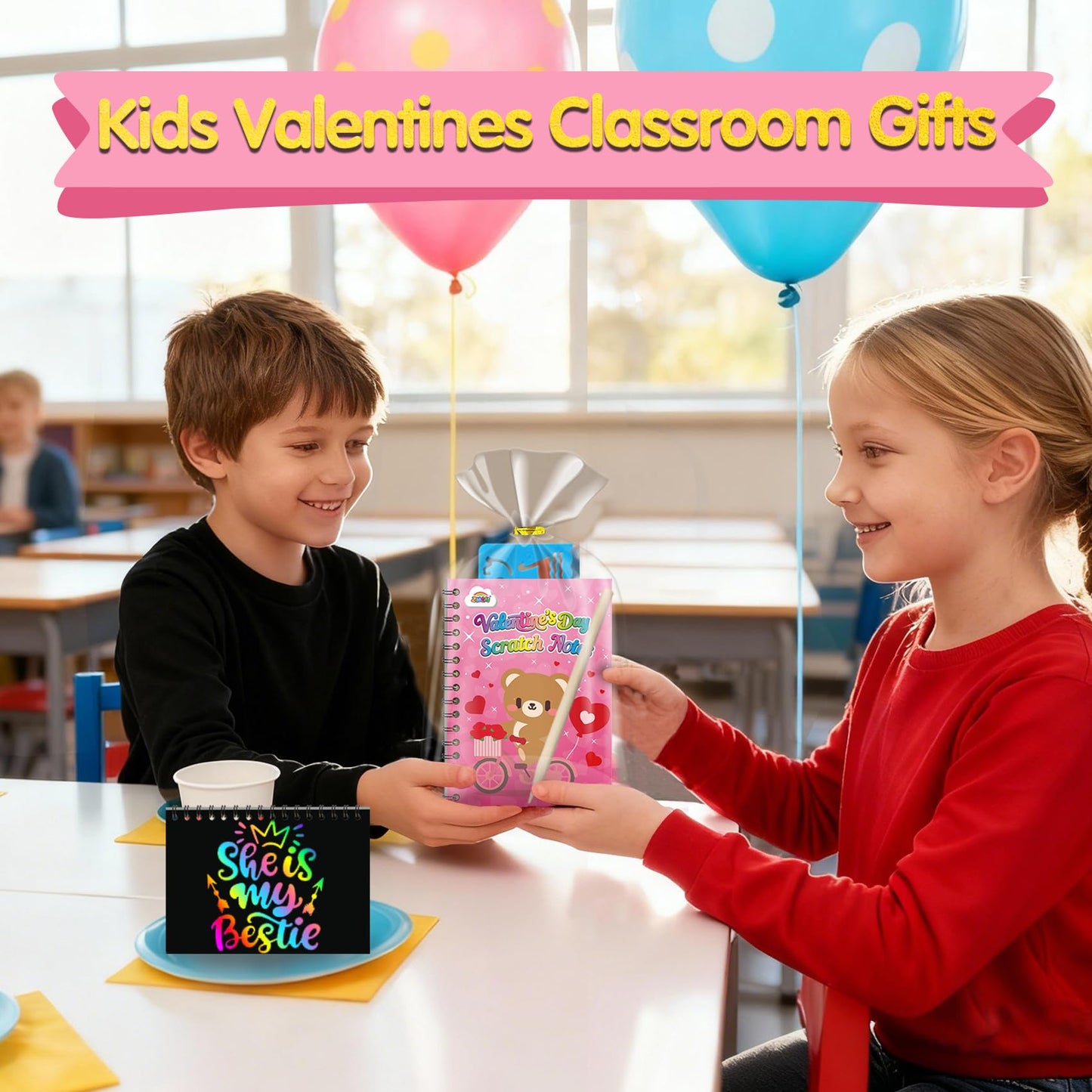 ZMLM 24-Pack Scratch Rainbow Art Notebooks – Valentines Day Classroom Gifts