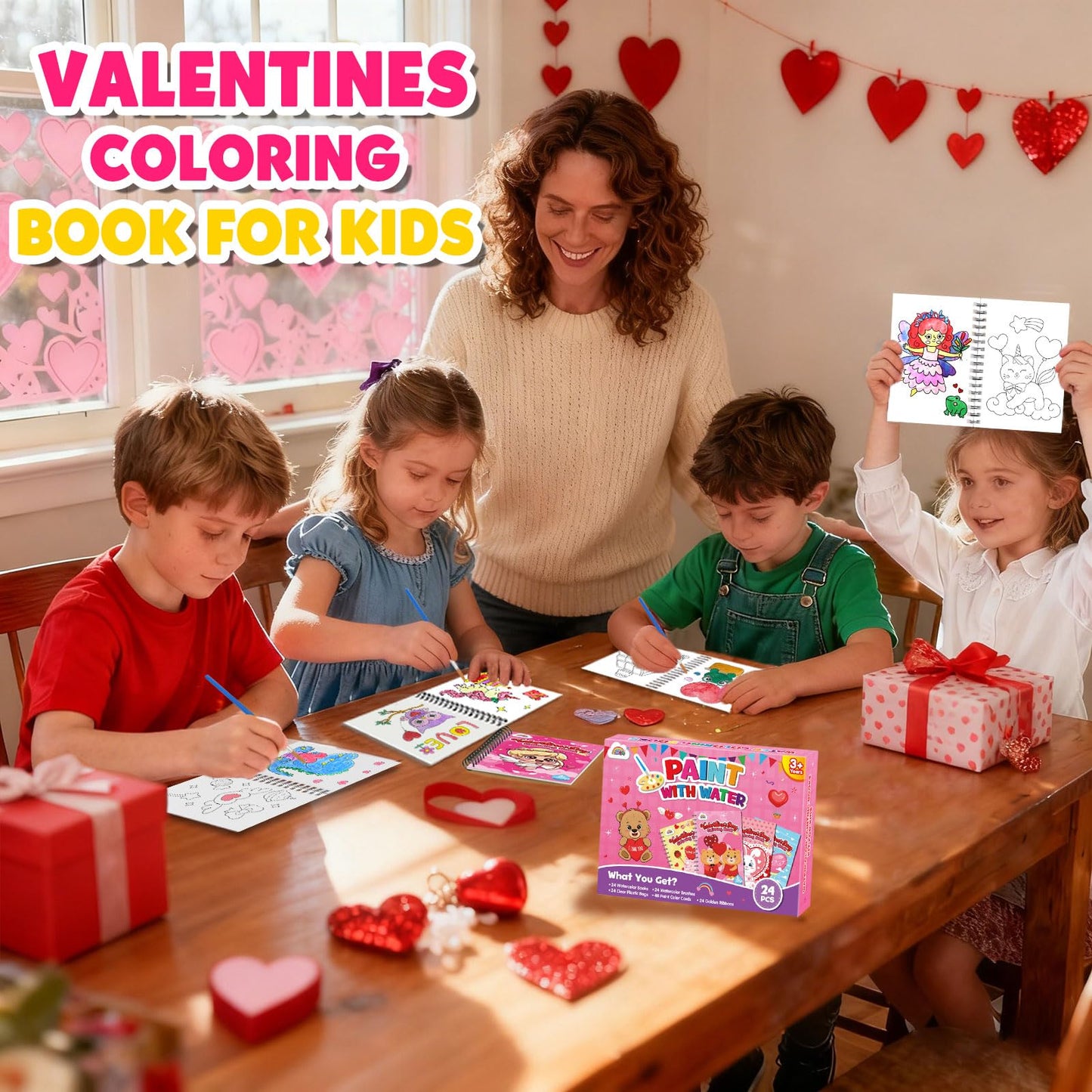 ZMLM 24 Water Coloring Books for Kids Valentines Bulk Set – Mini Coloring Books for Ages 4-8