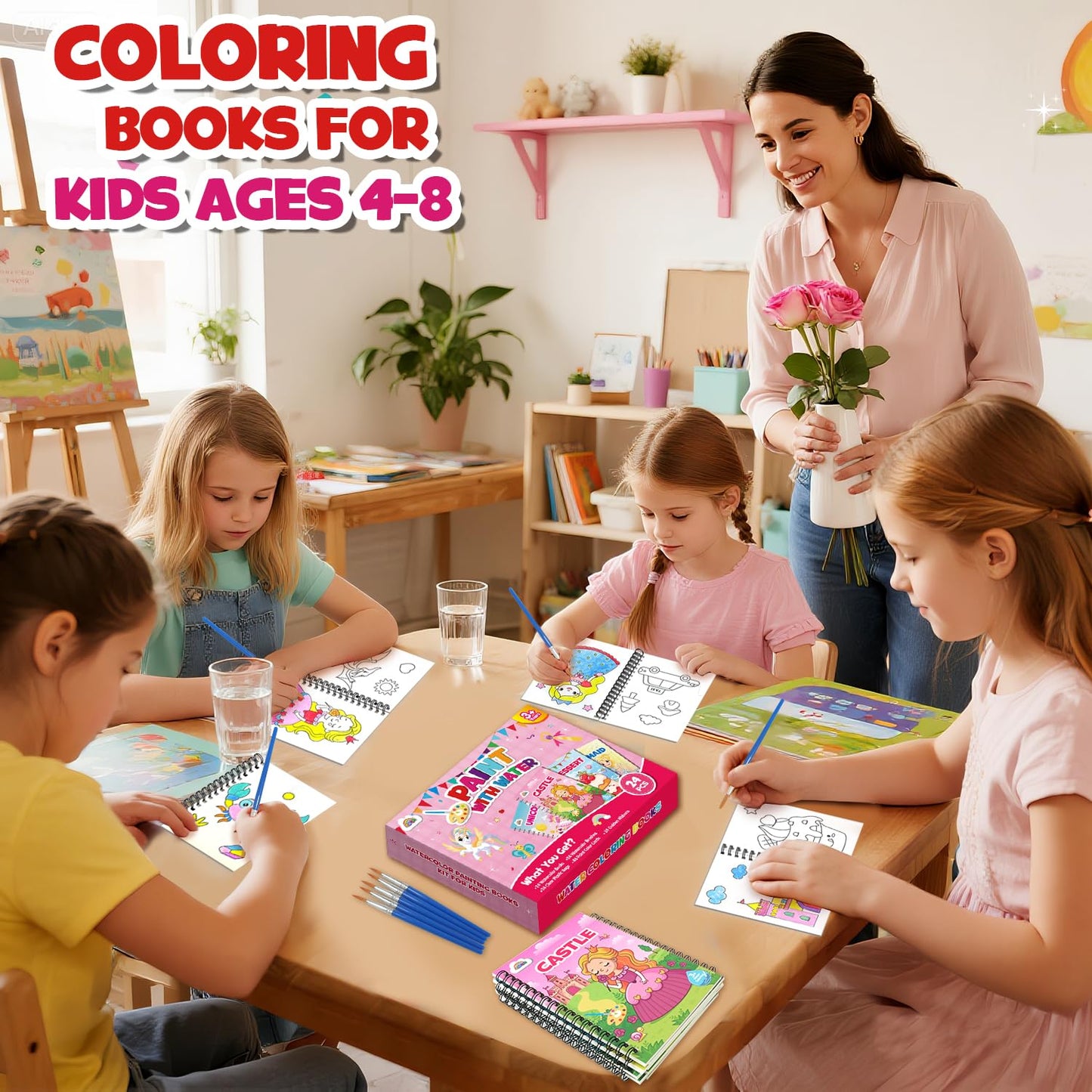 ZMLM 24 Mini Water Coloring Books for Kids - Bulk Party Favors (Ages 4-8)