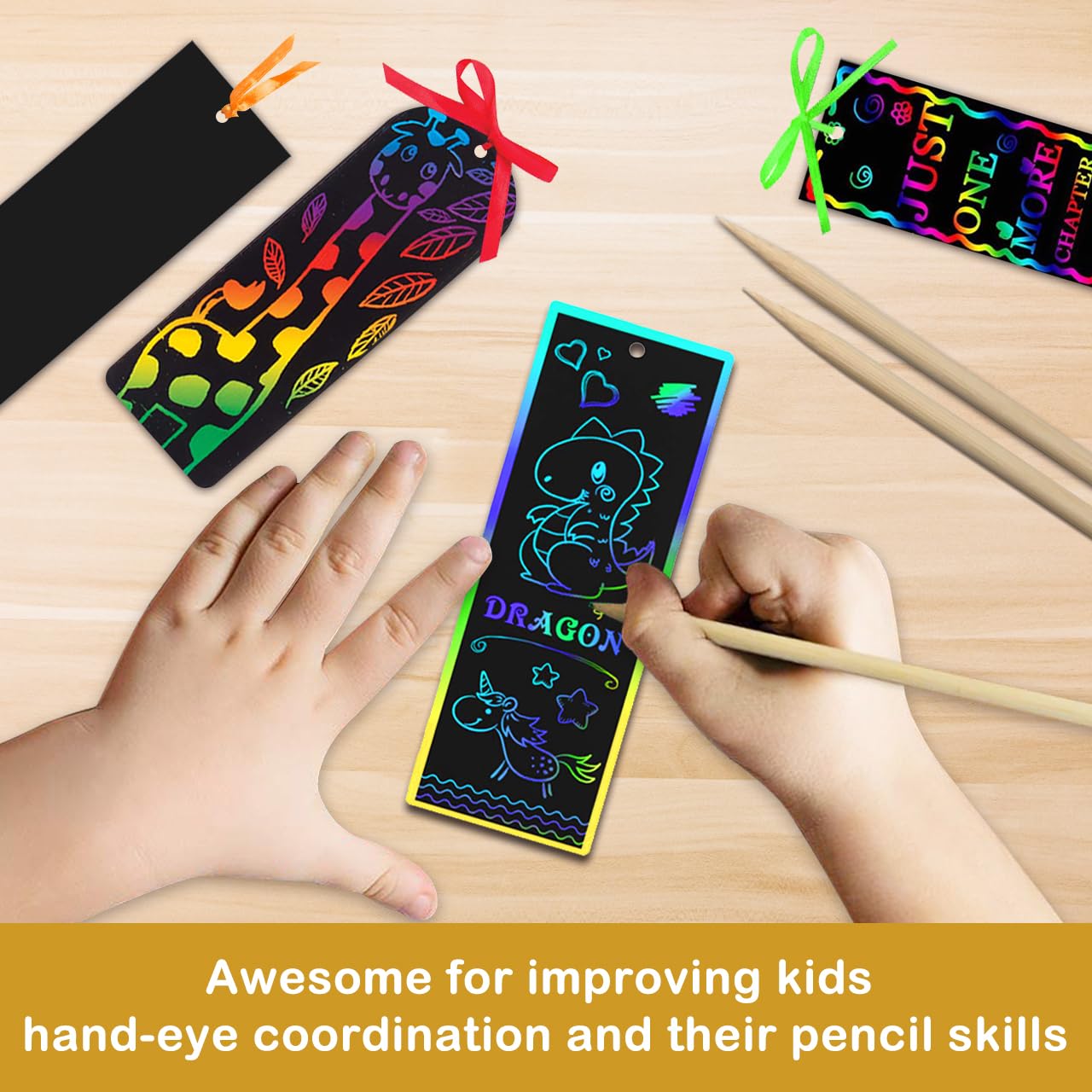 ZMLM Scratch Paper Art Bookmarks – 36-Pack Rainbow DIY Craft Kit with Stylus & Ribbon | Party Favors, Gifts & Classroom Activities