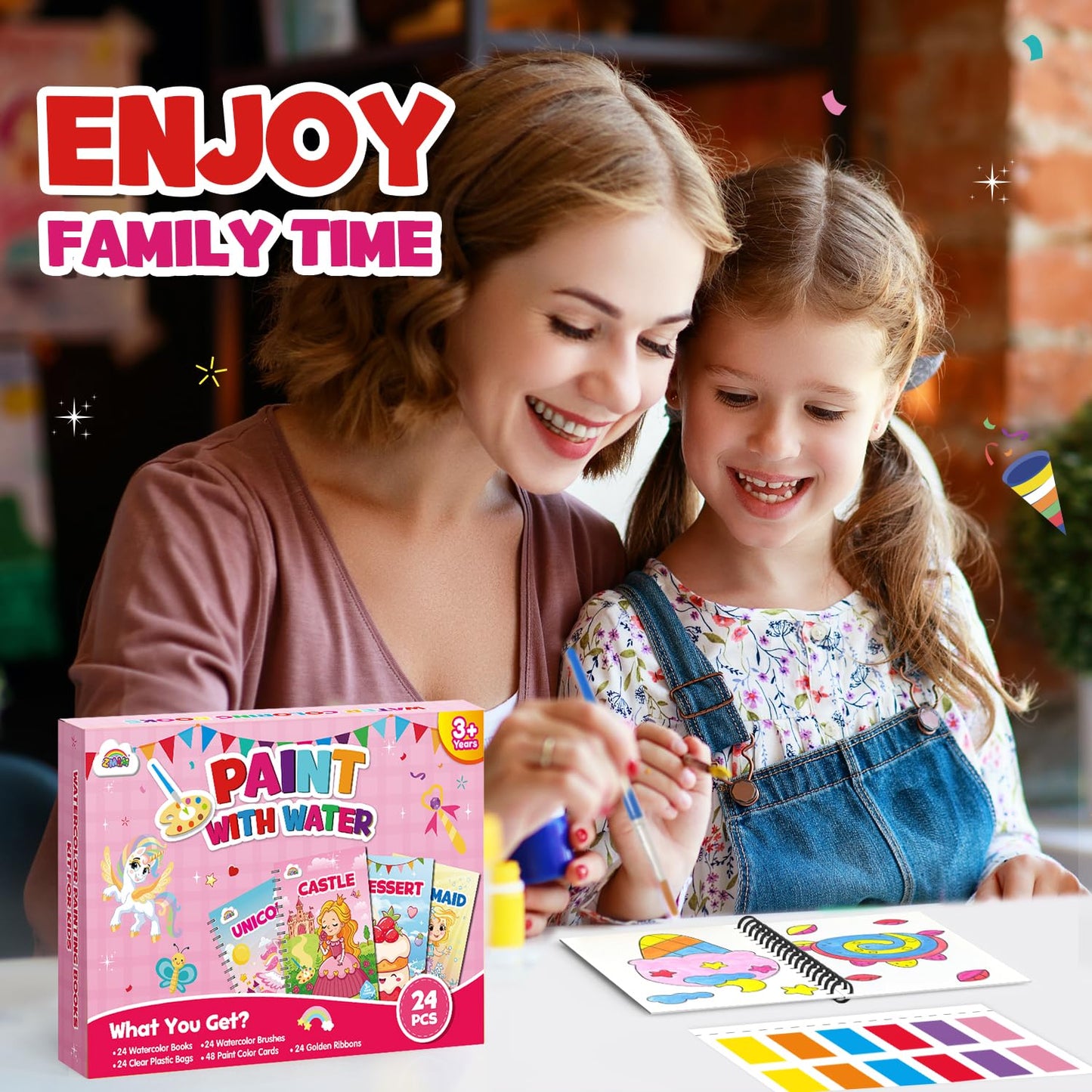 ZMLM 24 Mini Water Coloring Books for Kids - Bulk Party Favors (Ages 4-8)