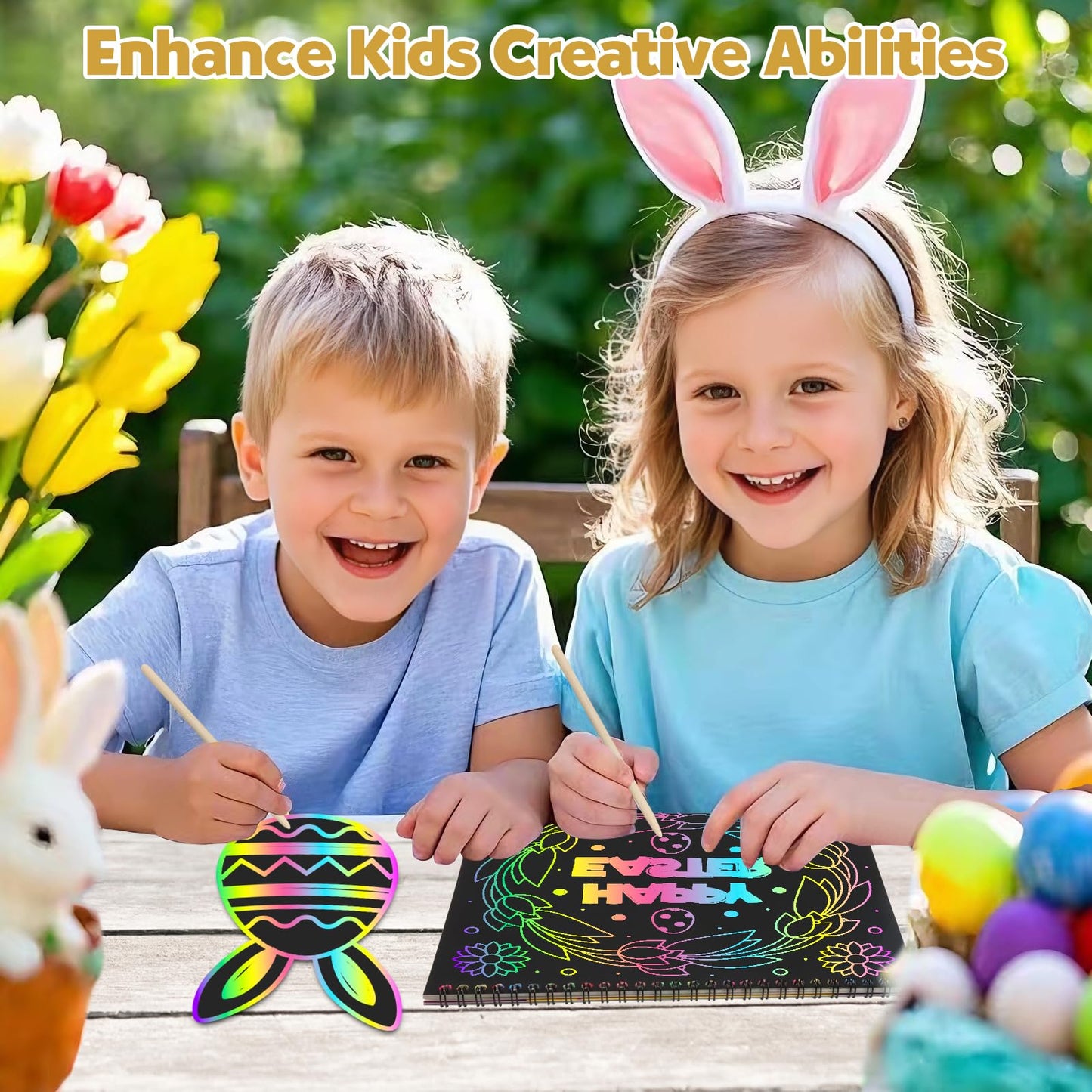 ZMLM Rainbow Scratch Notebooks – 2 Pack Easter Gift Set for Kids (Ages 3–12)