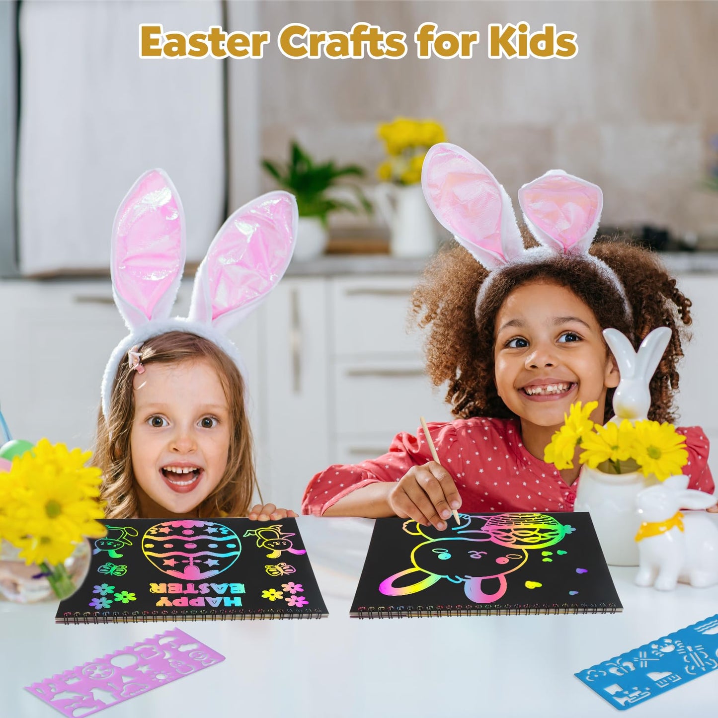 ZMLM Rainbow Scratch Notebooks – 2 Pack Easter Gift Set for Kids (Ages 3–12)
