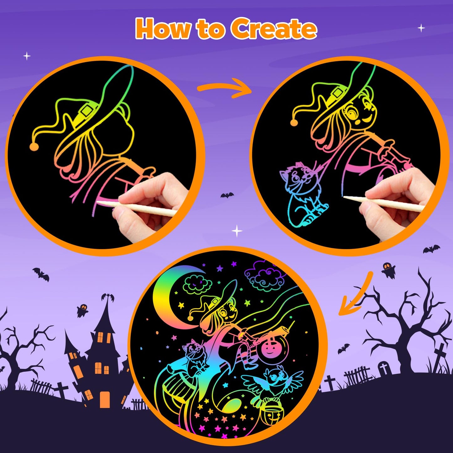 ZMLM Rainbow Scratch Paper Art Set — 2-Pack Kids Scratch Craft Kit with Stencils & Styluses