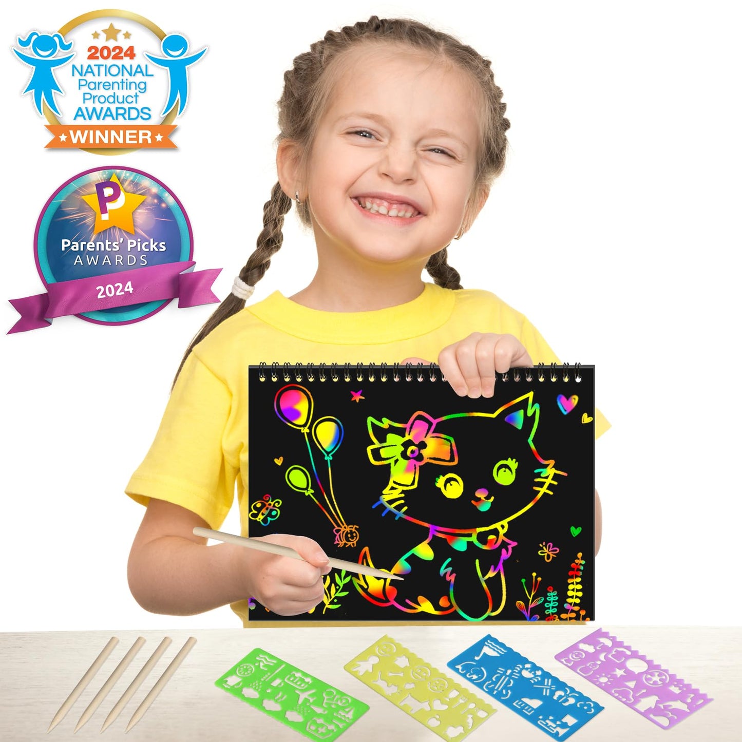 ZMLM Scratch Paper Art Set – 2 Pack Rainbow Scratch Books for Kids