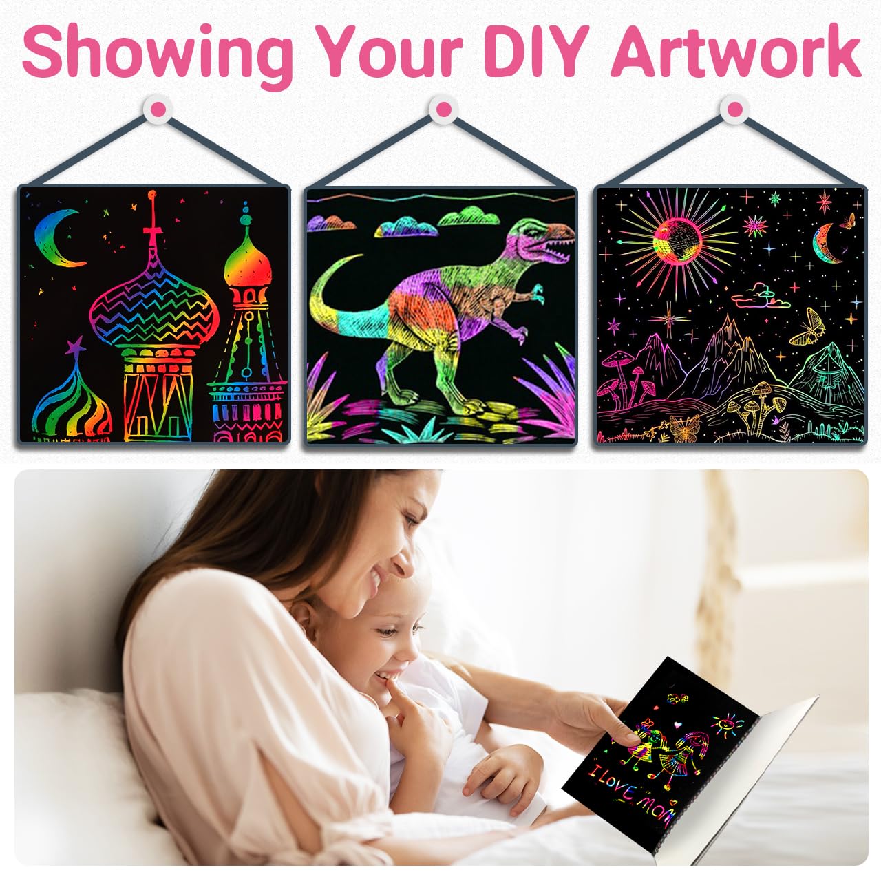 ZMLM Scratch Paper Art Set – 2 Pack Rainbow Scratch Books for Kids