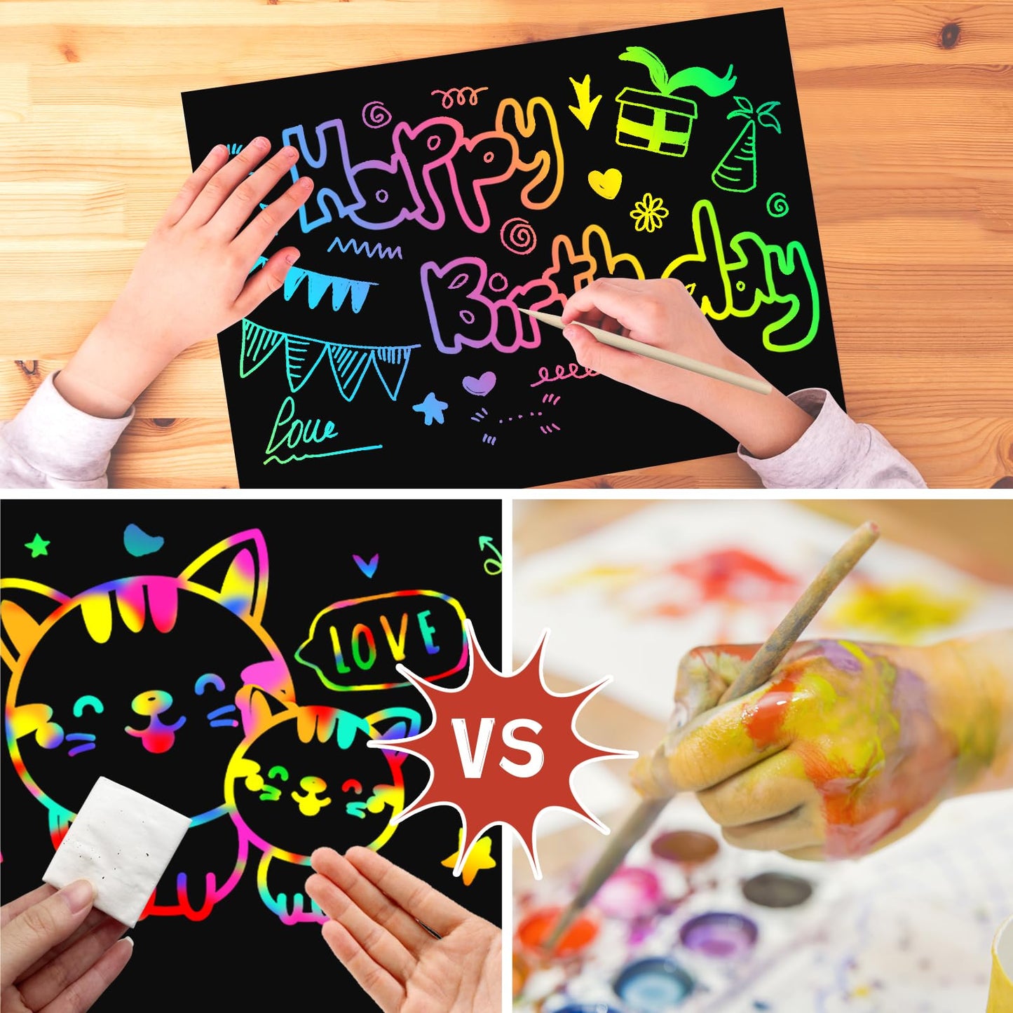 ZMLM Scratch Paper Art Set – 2 Pack Rainbow Scratch Books for Kids