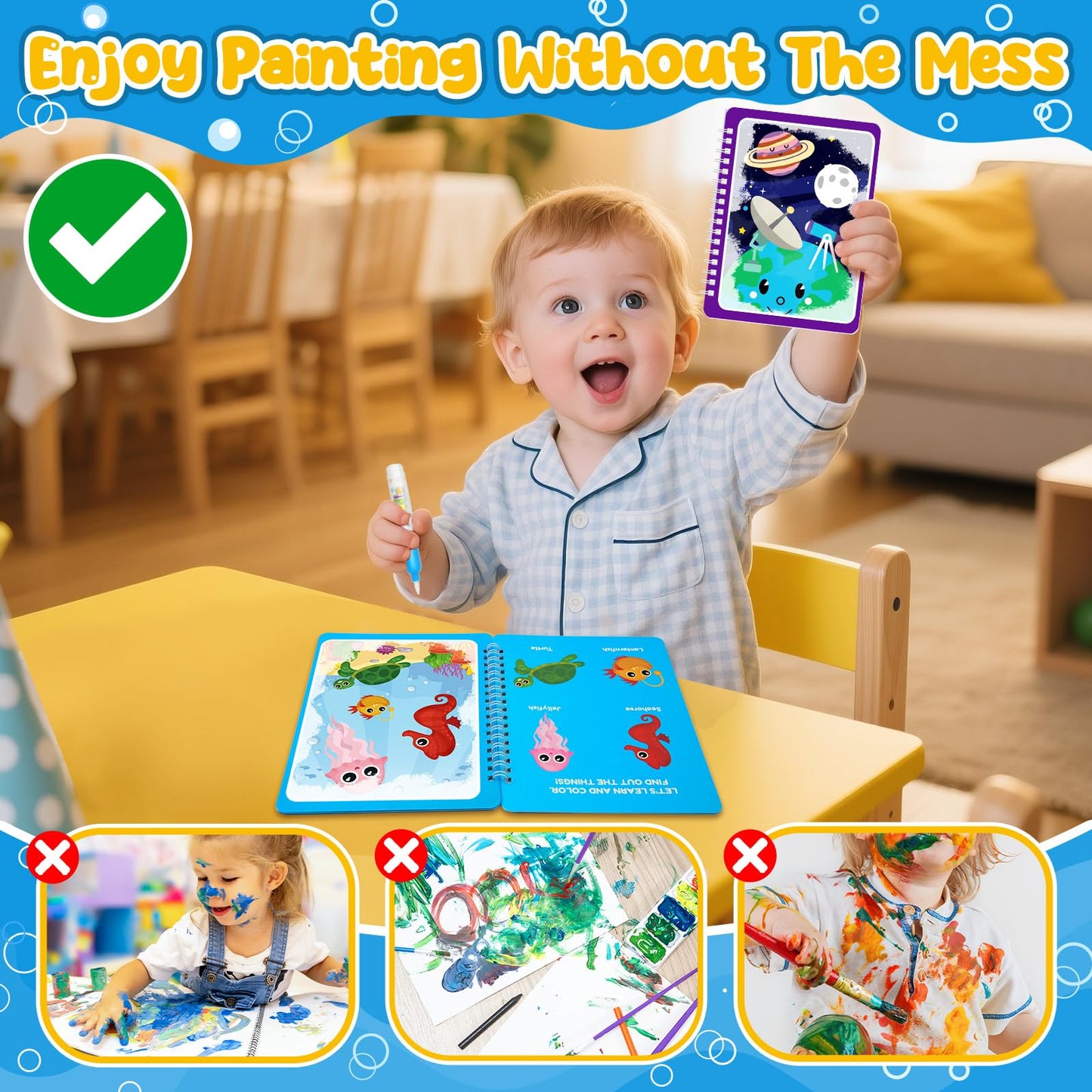 ZMLM 24 Pack Water Coloring Book for Toddlers – Mess-Free, Reusable Water Painting Set