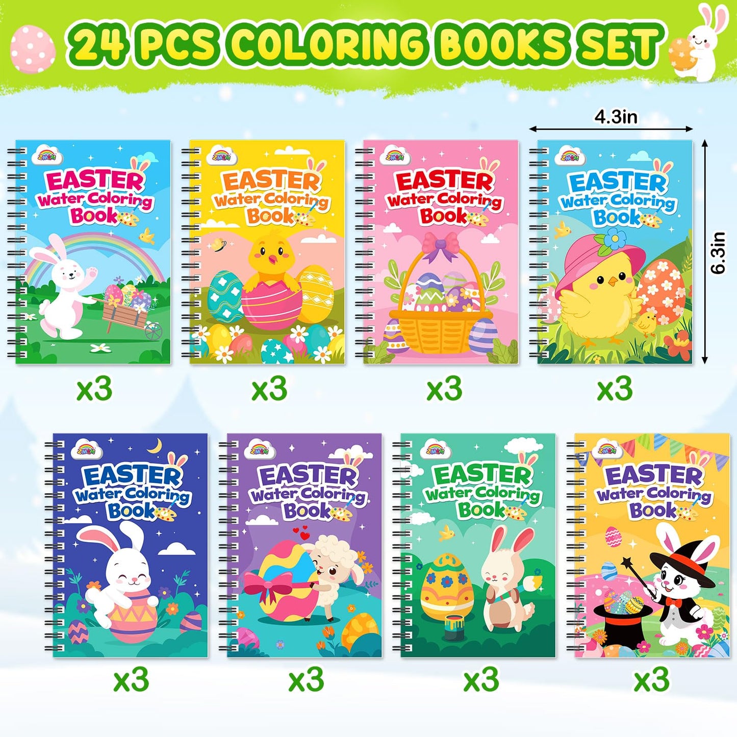 ZMLM Bulk Easter Coloring Books for Kids 4-8 – 24 Mini Watercolor Books