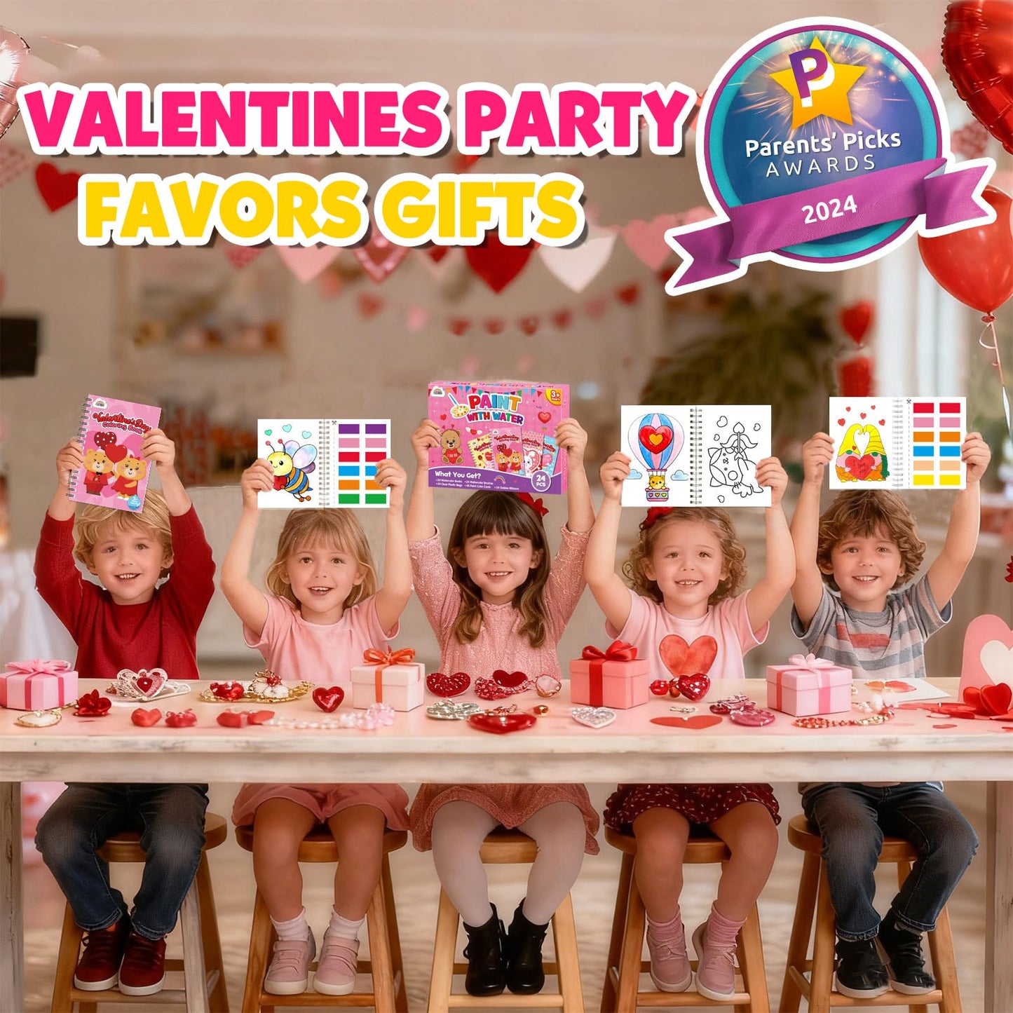 ZMLM 24 Water Coloring Books for Kids Valentines Bulk Set – Mini Coloring Books for Ages 4-8