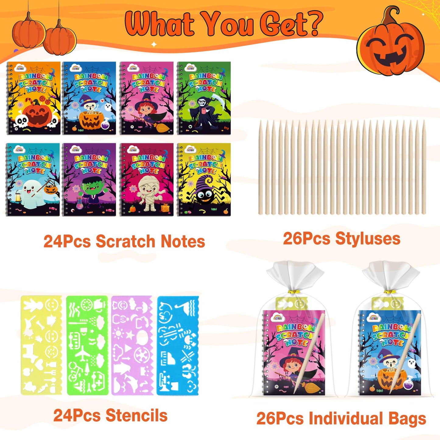 ZMLM Valentines Day Gifts: 24-Pack Scratch Rainbow Art Notebooks for Kids’ Classroom