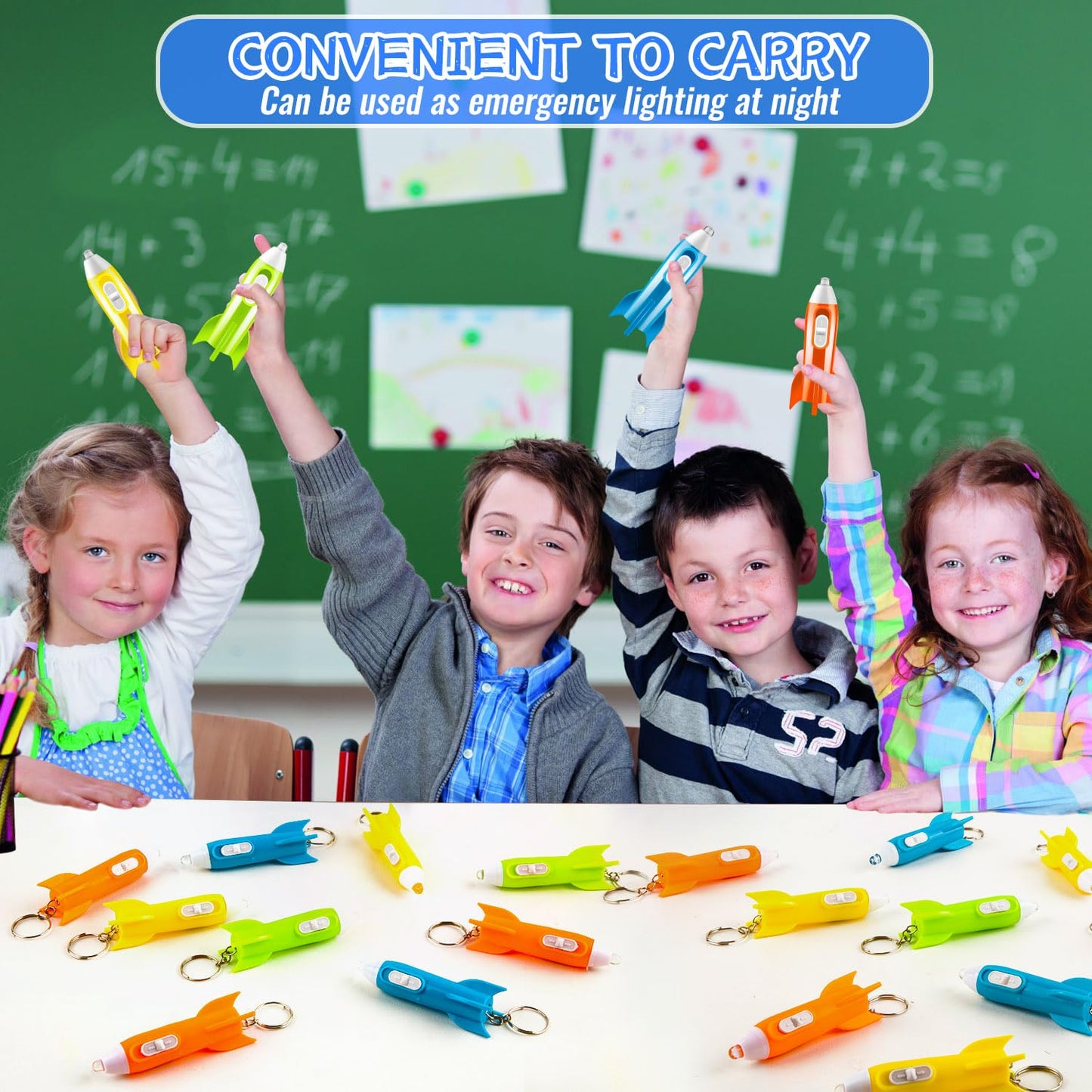 ZMLTLMG 36 Pcs Mini Rocket Keychains – 4-Color LED Flashlights for Party Favors