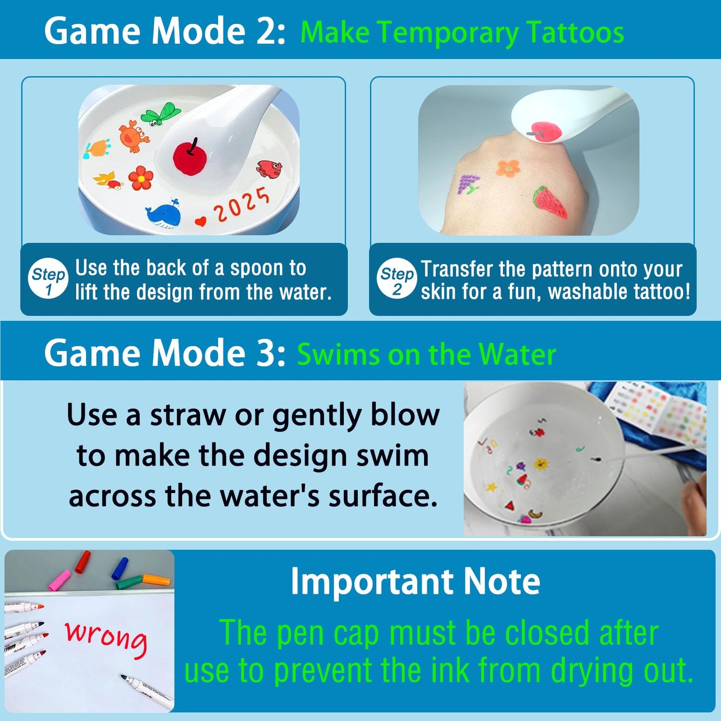 ZMMCHCG Kiddies Water Floating Drawings Bundle – 12 Color Magic Pens for Kids