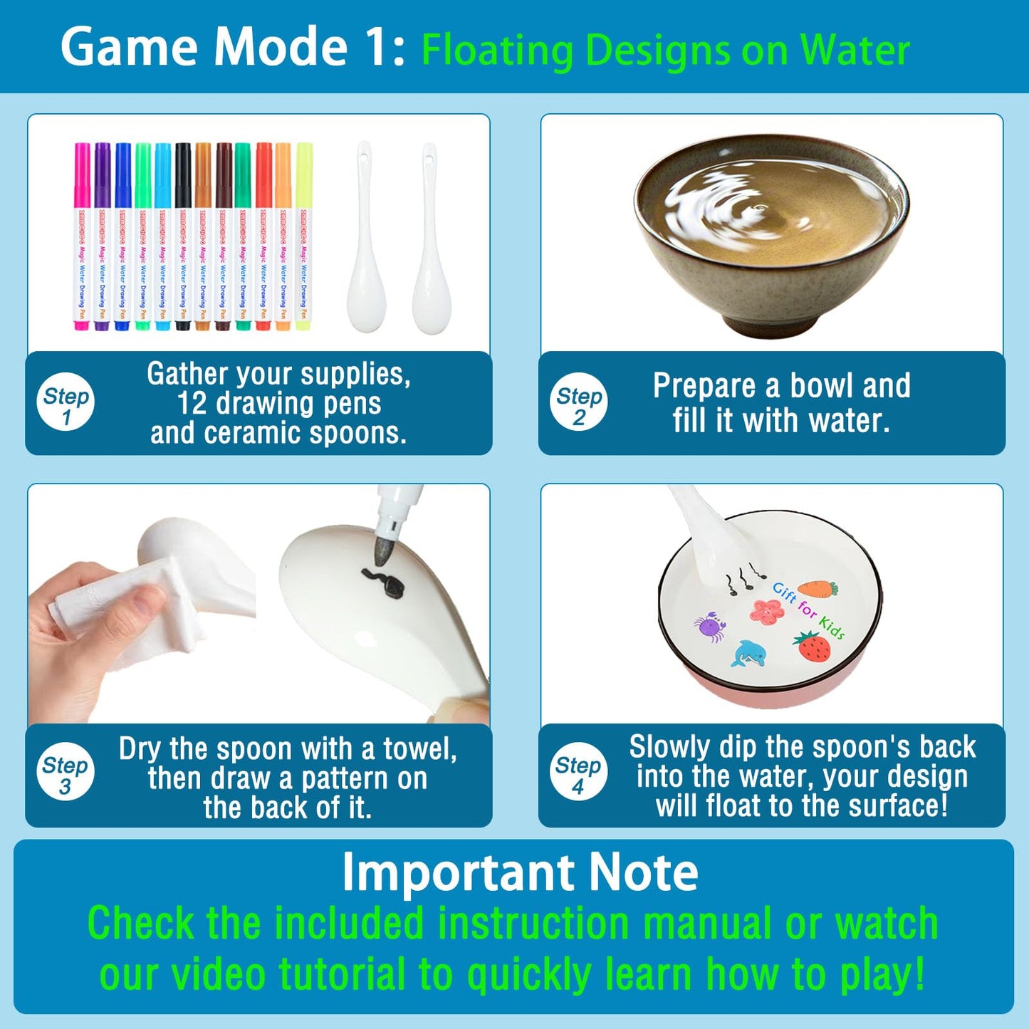 ZMMCHCG Kiddies Water Floating Drawings Bundle – 12 Color Magic Pens for Kids