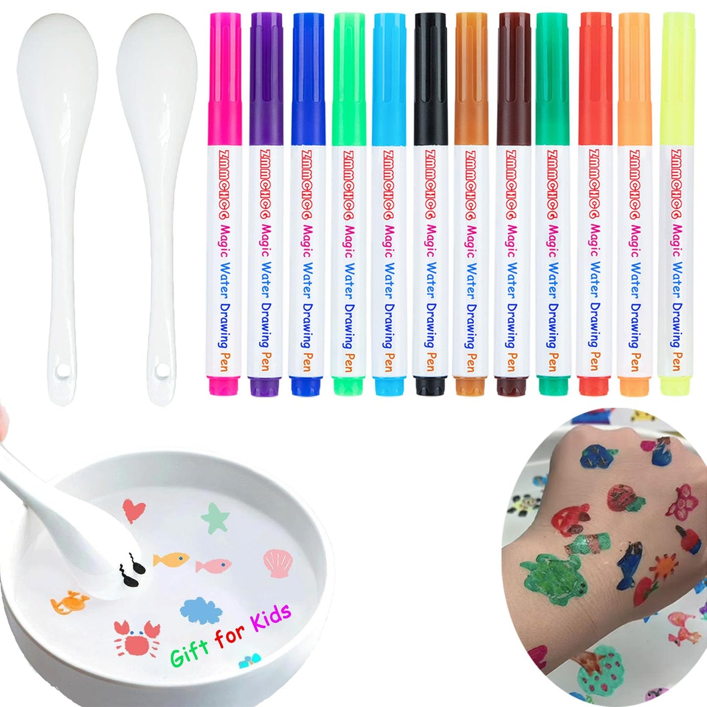 ZMMCHCG Kiddies Water Floating Drawings Bundle – 12 Color Magic Pens for Kids