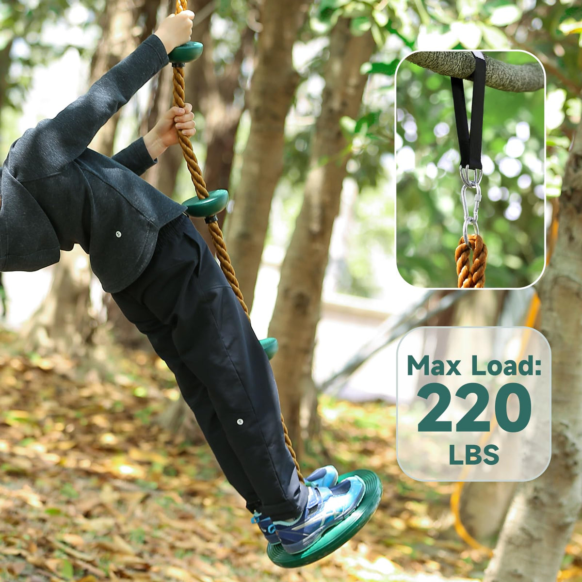 ZNCMRR Climbing Rope with Platforms & Disc Swing Seat — Kids Tree Swing Set