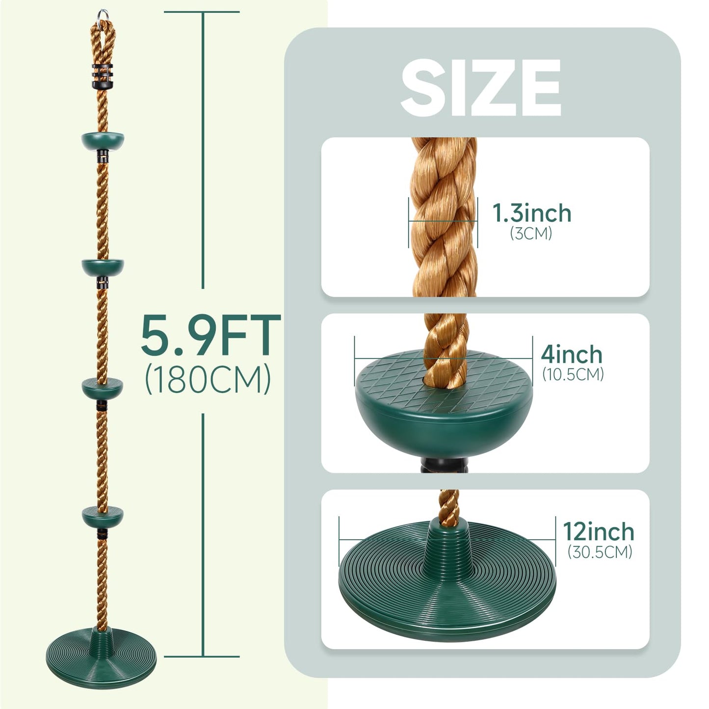 ZNCMRR Climbing Rope with Platforms & Disc Swing Seat — Kids Tree Swing Set