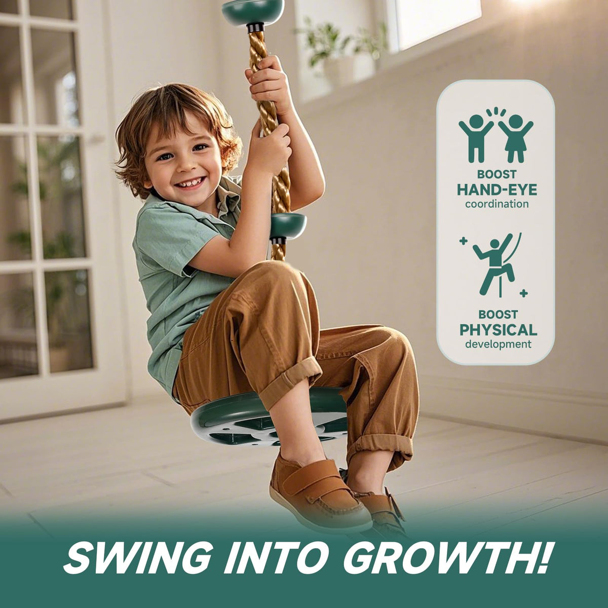 ZNCMRR Climbing Rope with Platforms & Disc Swing Seat — Kids Tree Swing Set