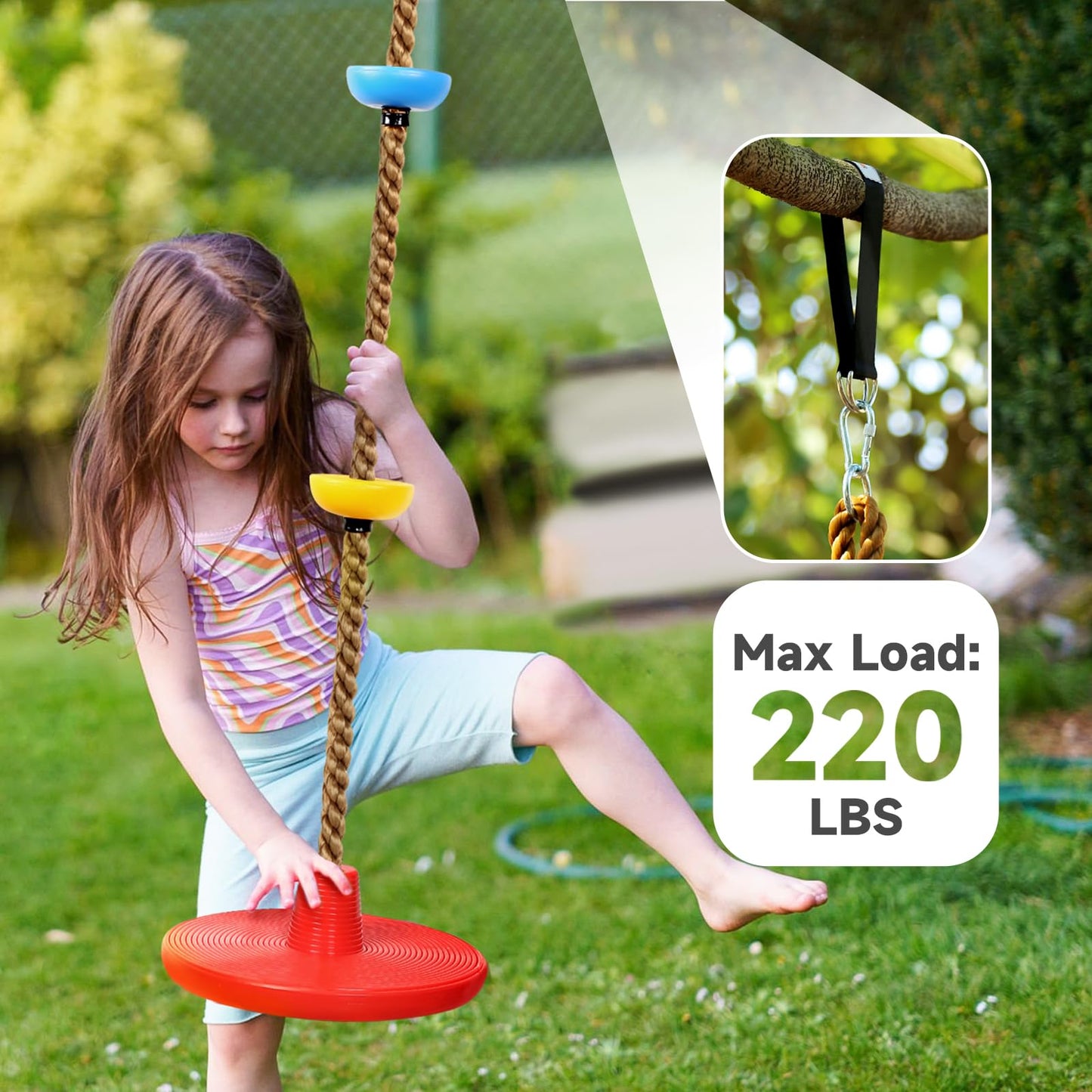 ZNCMRR Climbing Rope Tree Swing with Platforms & Disc Seat for Outdoor Kids Play